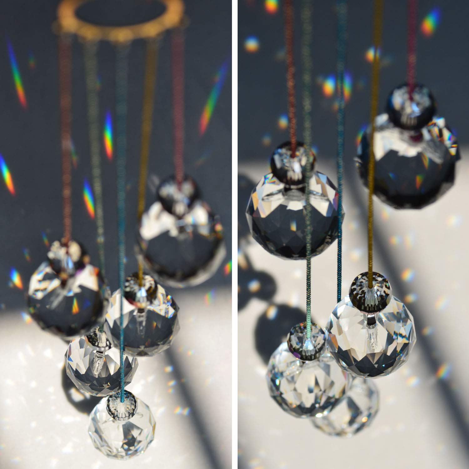 Rainbow Maker Crystal Ball Prism Suncatcher - Hanging Ornament for Home & Garden Decor - Creates Beautiful Light Reflections for Windows, Patios, and Meditation Spaces