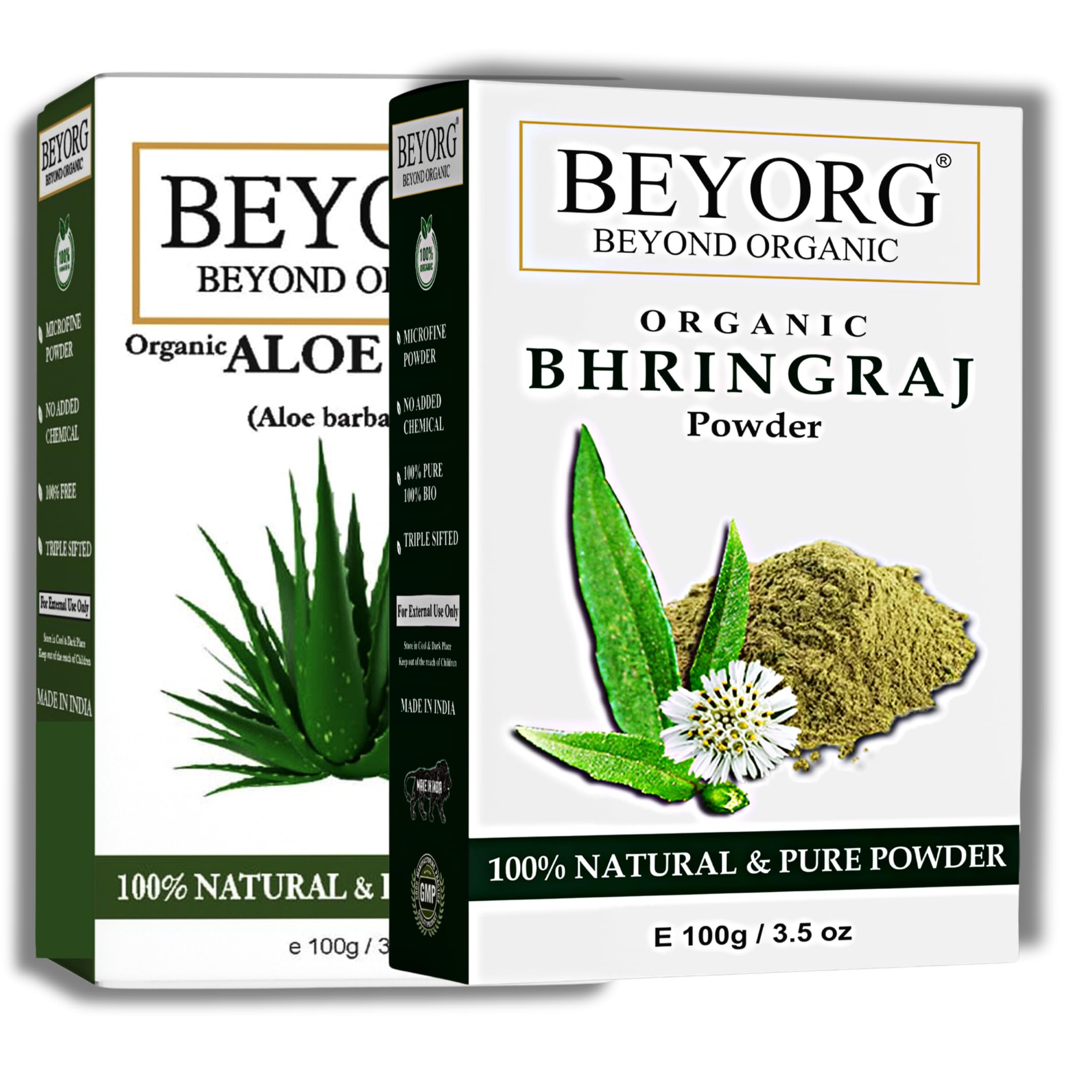 100% Pure Aloe Vera Powder & Bhringraj Powder - Natural Herbal Hair & Skin Care Treatment for Growth, Hydration & Scalp Health | DIY Face Masks, Hair Oils & Ayurvedic Remedies