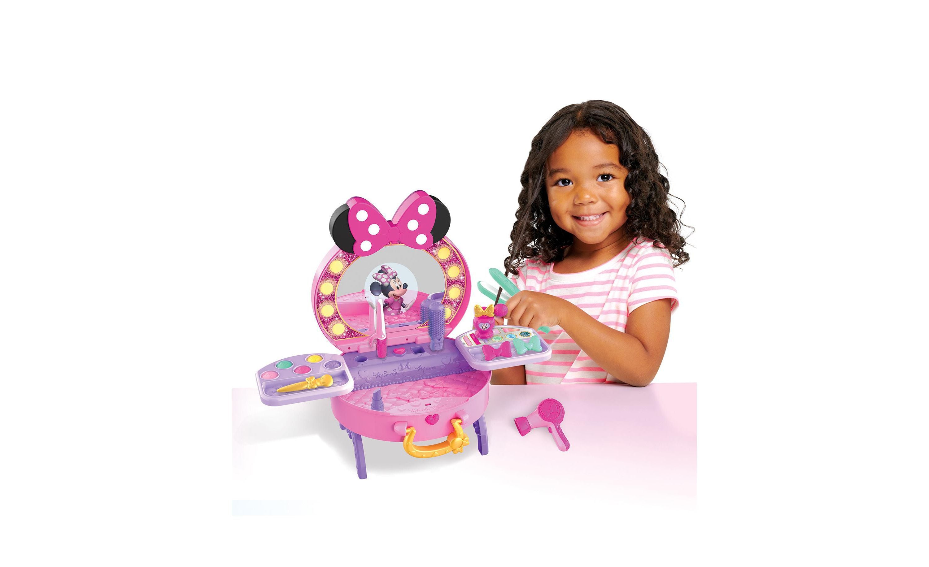 Disney Minnie Mouse Get Glam Magic Vanity Playset - Pretend Play Makeup Dress Up Toy for Girls Ages 3+ | Perfect for Birthday Gifts & Role Play Fun