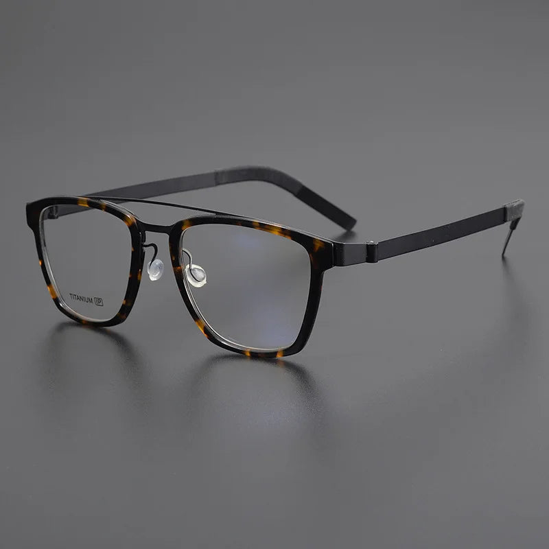Unisex Black Titanium Square Eyeglasses with Double Bridge - Lightweight & Durable Frame (Model 4507) | Perfect for Office, Reading & Everyday Fashion Accessory