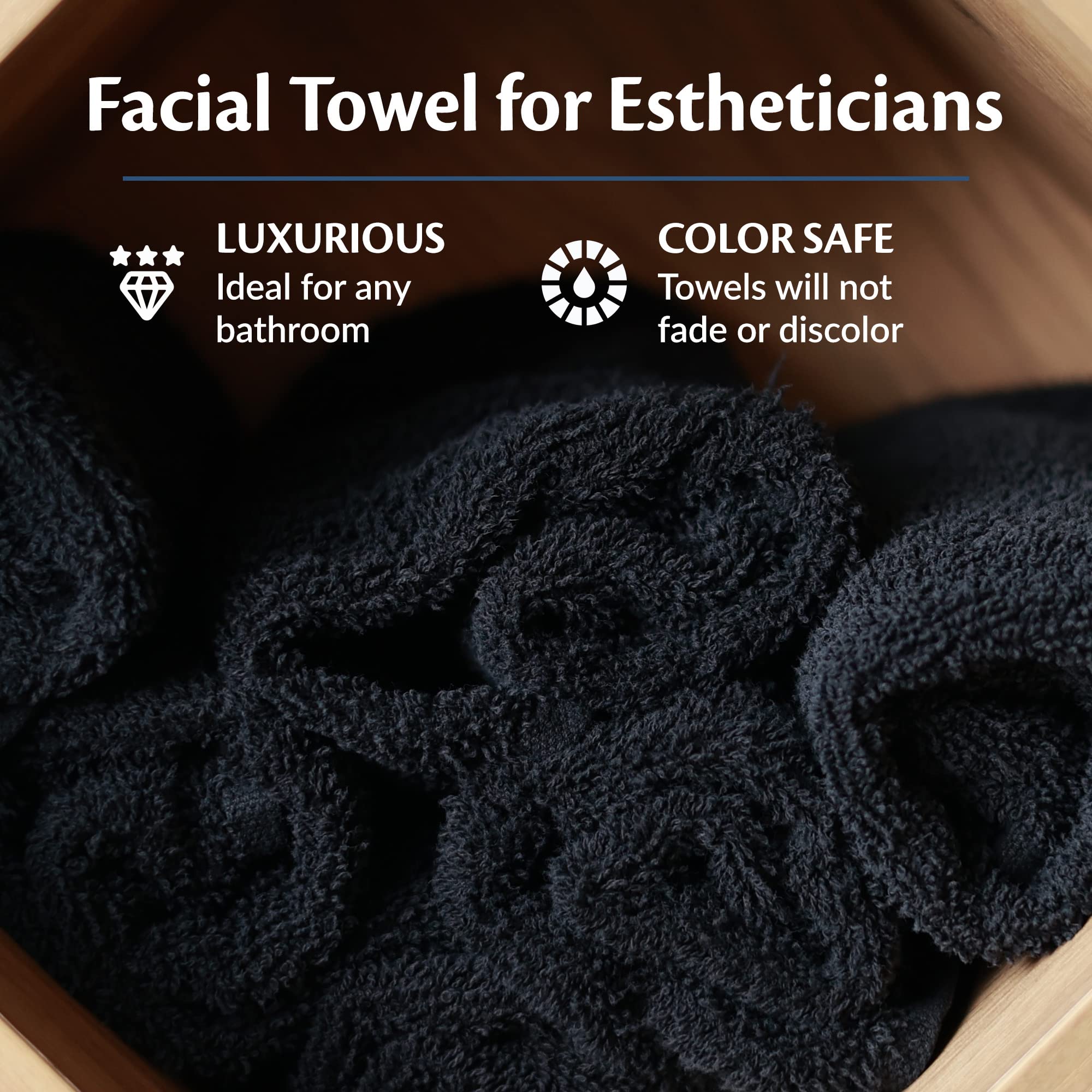 48 Pack Black Bleach Proof Towels - 100% Cotton 16