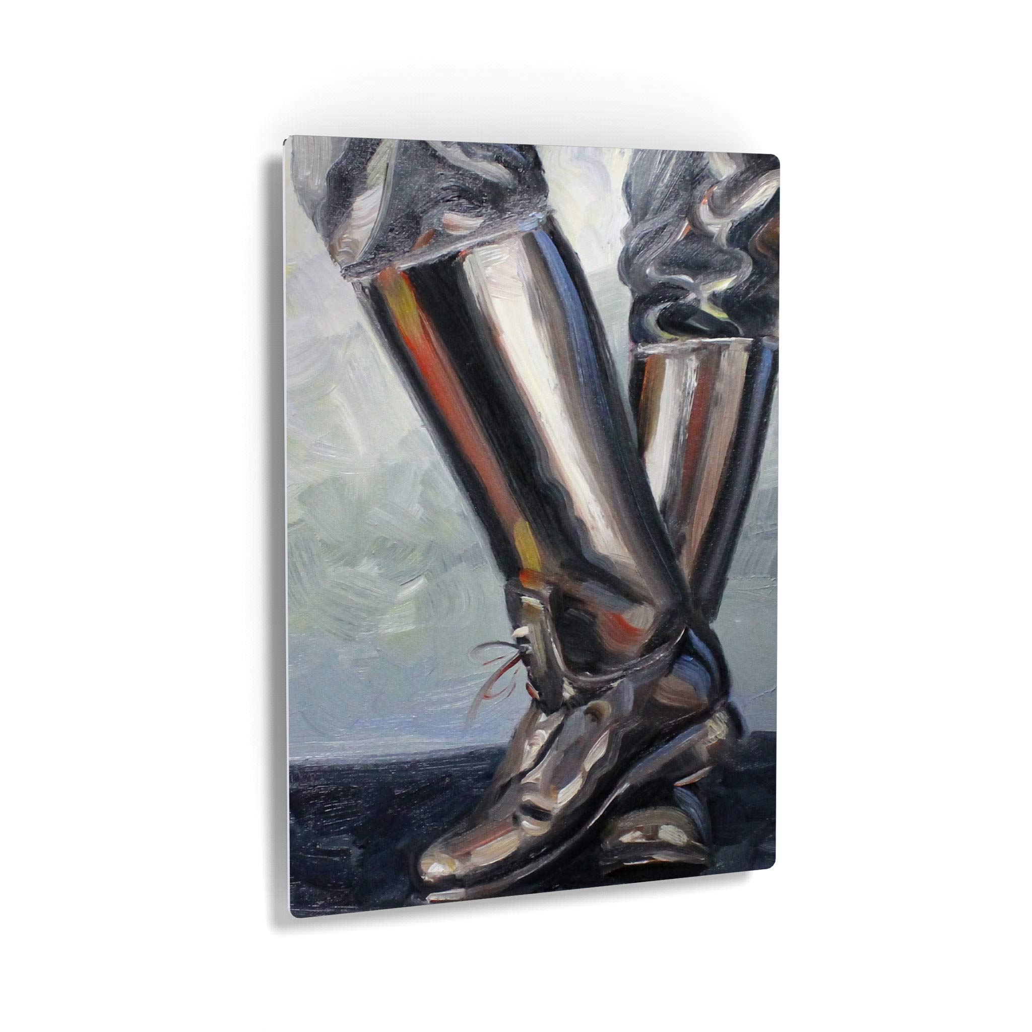 Kenney Mencher Smile Art Design Boots Bondage Beatings Shoes Portrait Oil Painting - 30x20 Metal Print Wall Art for Living Room & Bedroom Decor | Ready to Hang Made in USA | Perfect for Gothic Home Decor & Art Collectors