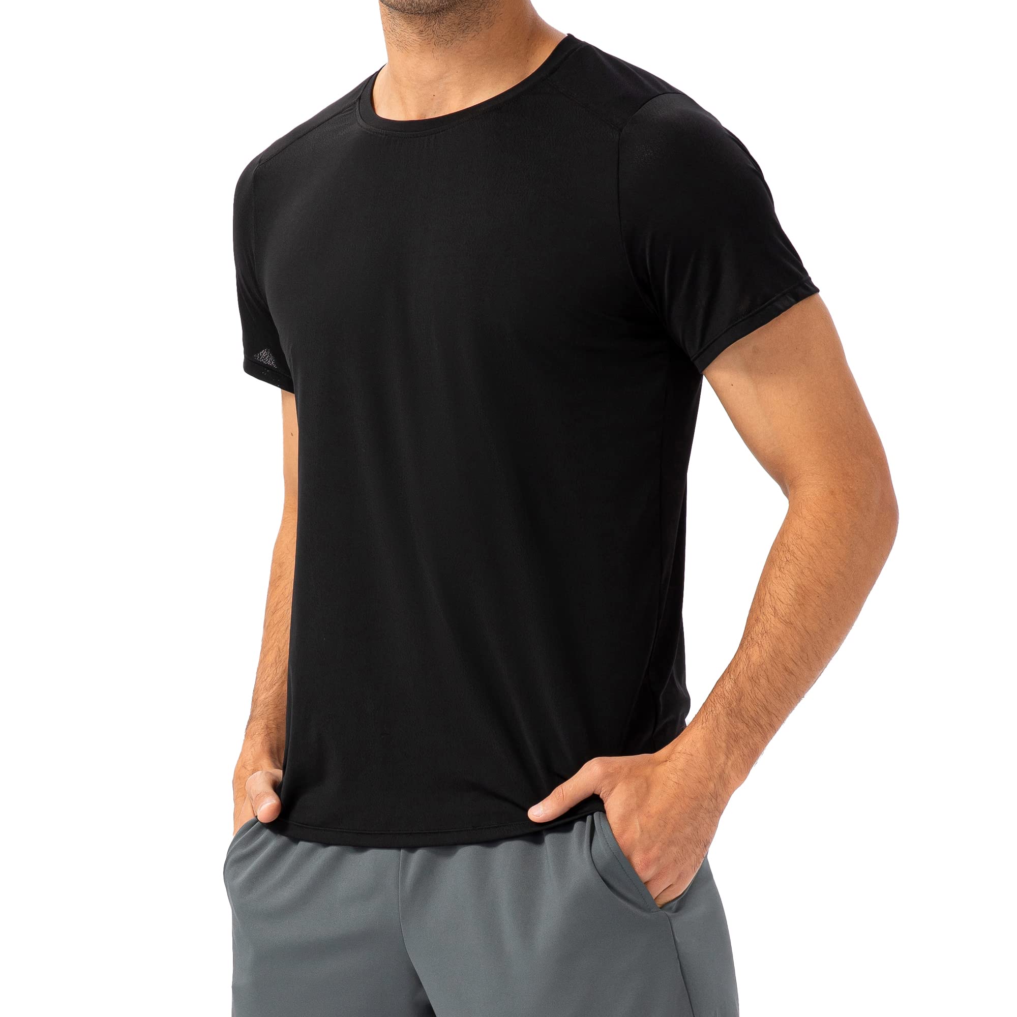 Cloudmall Men's Workout Shirts - Moisture Wicking Quick Dry Athletic T-Shirts for Gym, Running & Outdoor Activities