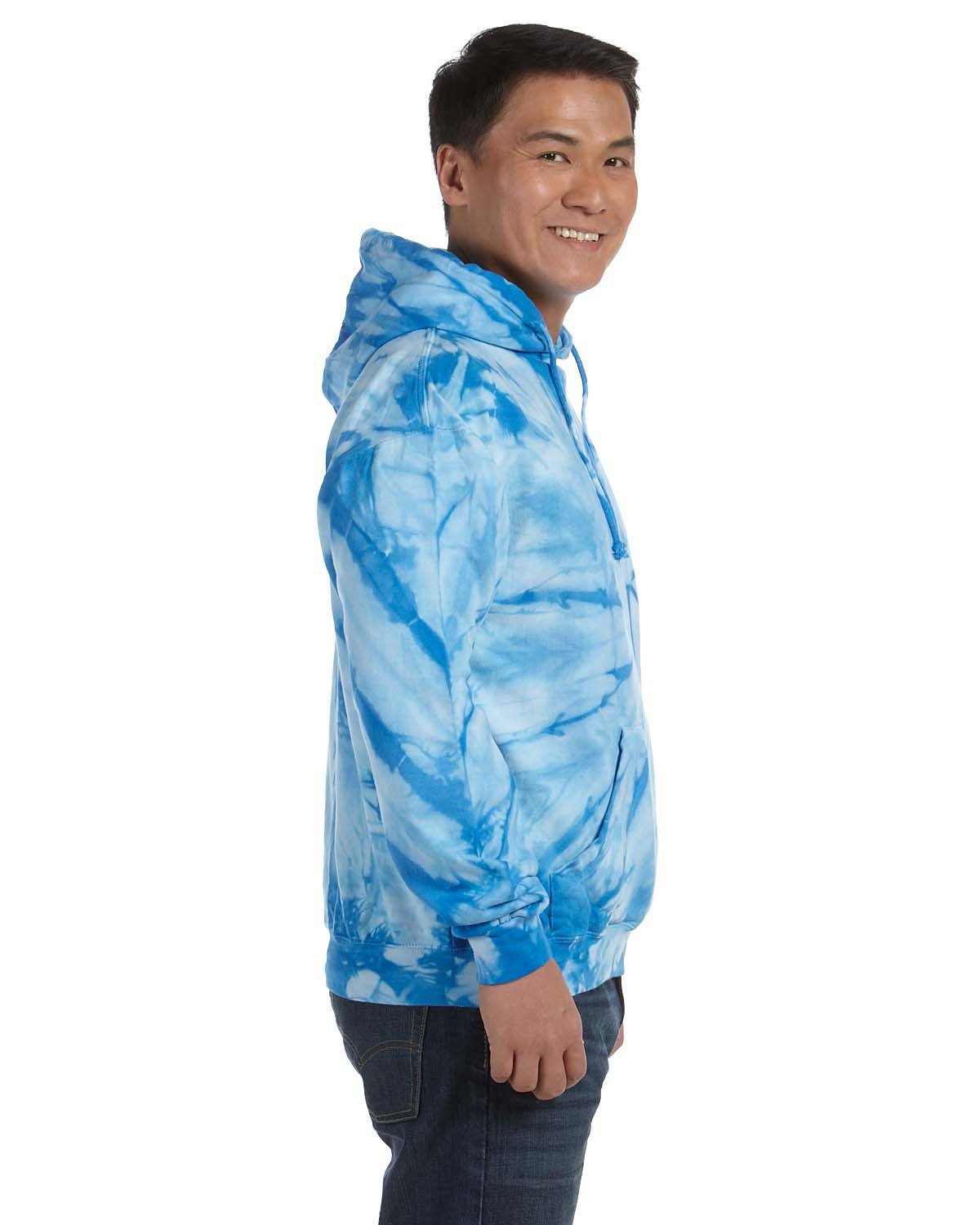 Spider Baby Blue Tie-Dye 8.5 Oz Pullover Hoodie for Men & Women - XL Size | Soft Cotton Blend, Unisex Casual Wear for Street Style, Loungewear & Outdoor Activities