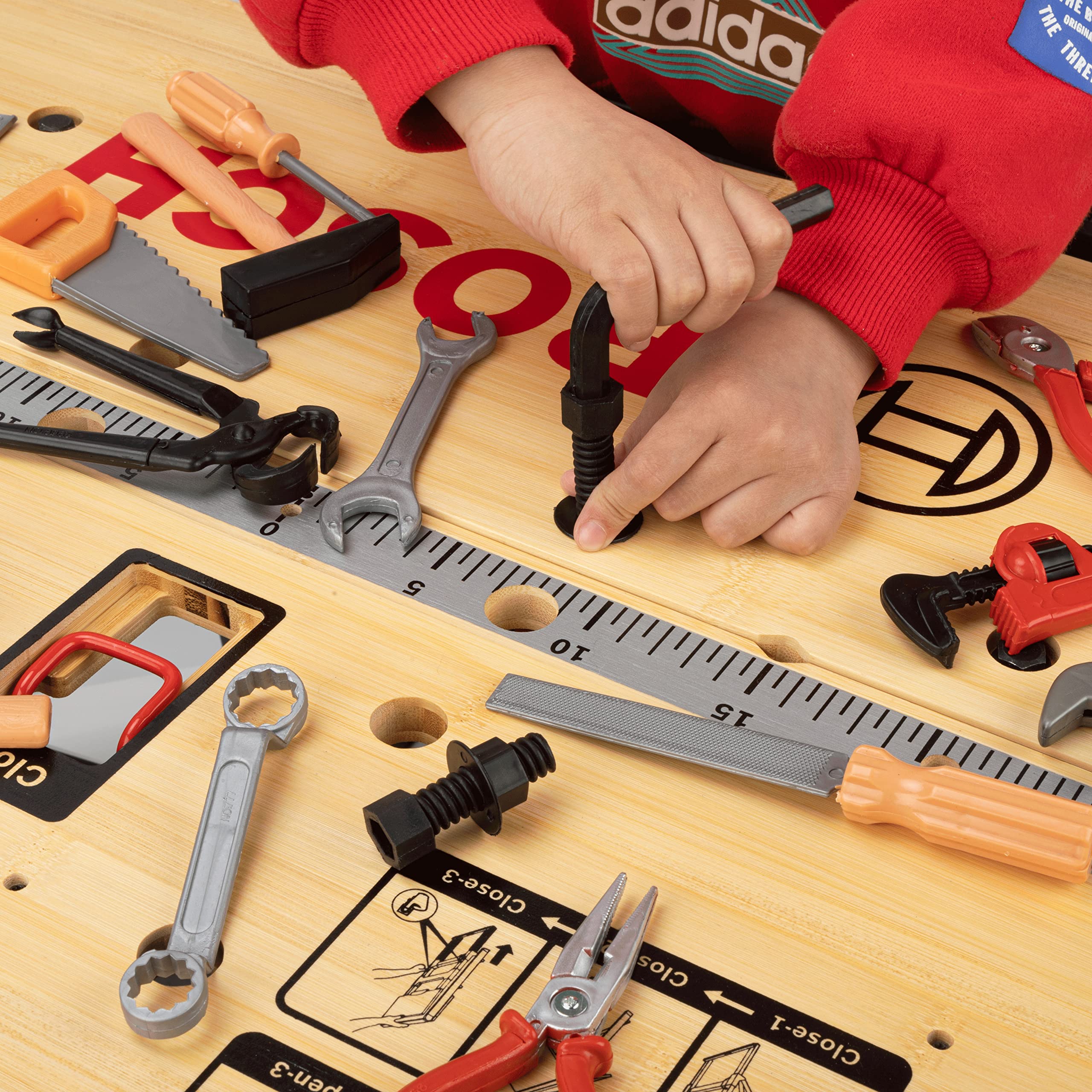 56 Pcs Kids Toy Tool Set - Construction Party Supplies & Pretend Play Tools for Boys with Screwdrivers, Pliers, Axes & Saws - Perfect for DIY Pretend Play, Construction Themed Parties & Early Learning