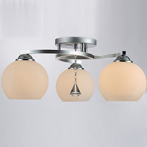 Modern Crystal Glass Ceiling Lamp - 3-Light Minimalist Chandelier for Bedroom, Living Room & Kids Room (45x45x23cm) | Elegant Home Lighting Fixture for Dining Room, Nursery & Hallway Decor