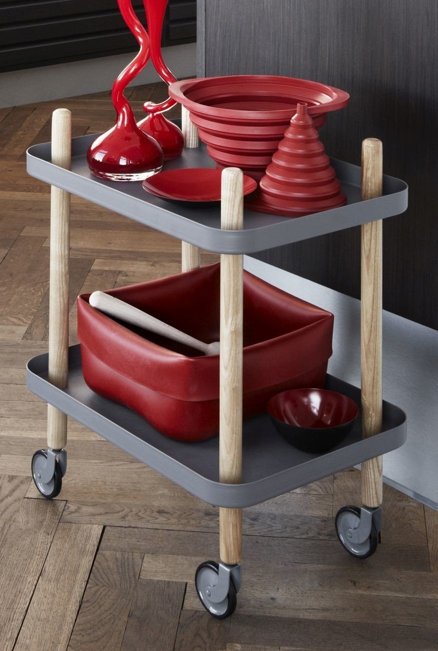 Normann Copenhagen Red Rubber Dishwashing Bowl with Scrub Brush - 28 x 28 x 14 cm - Durable Kitchen Sink Organizer for Washing Dishes & Vegetables