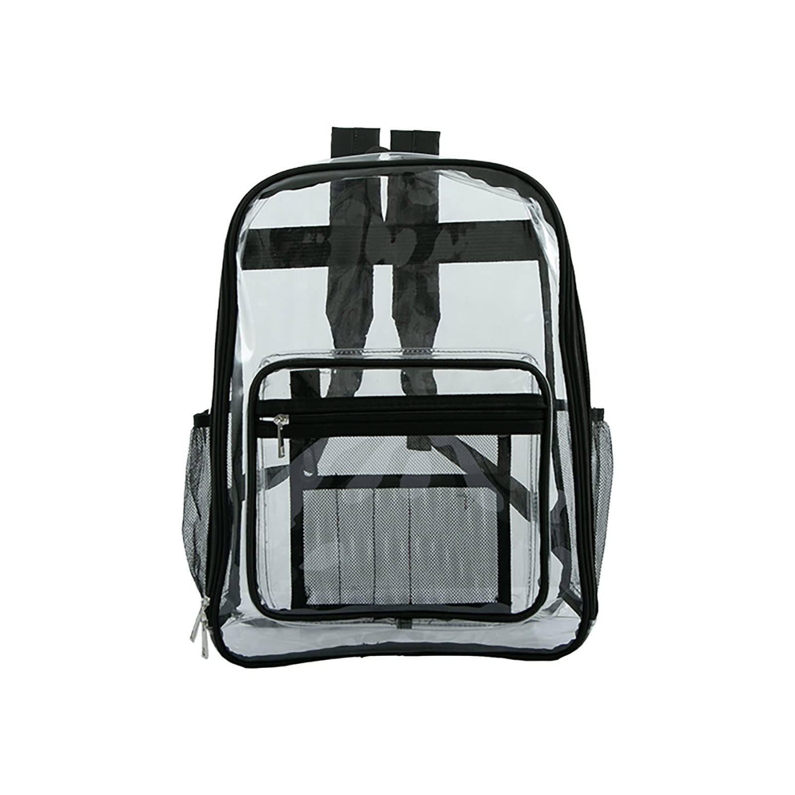 Large Heavy Duty PVC Clear Backpack - Transparent Stadium & School Approved Backpack for Security Checks (Black) - Perfect for Concerts, Airports, and Theme Parks