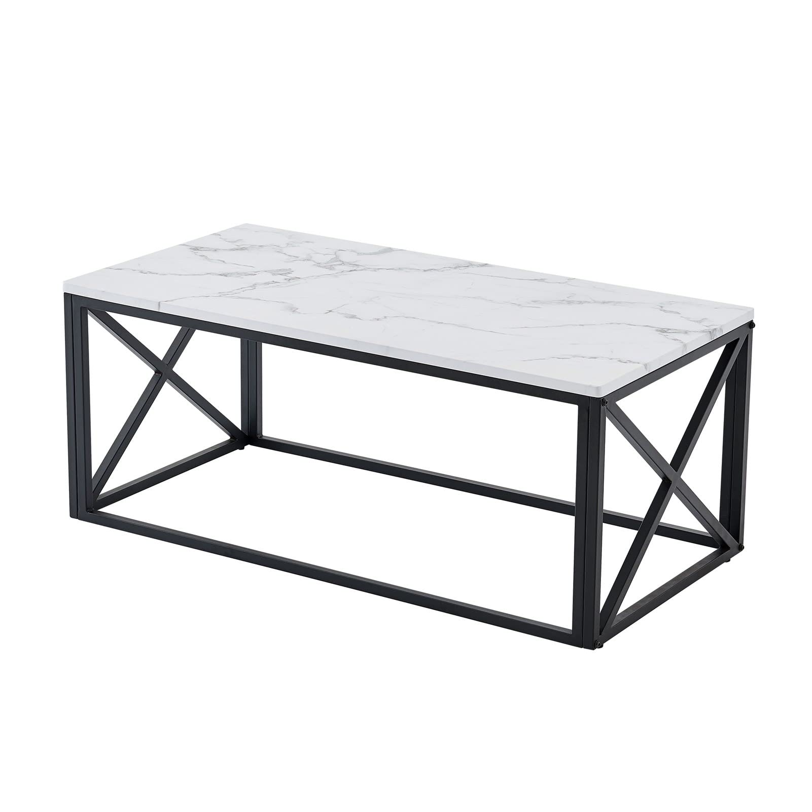 Space Saving Coffee Table - Modern MDF Side Table with Smooth Edges for Living Room, Bedroom & Office - Black Decorative Household Furniture for Small Spaces