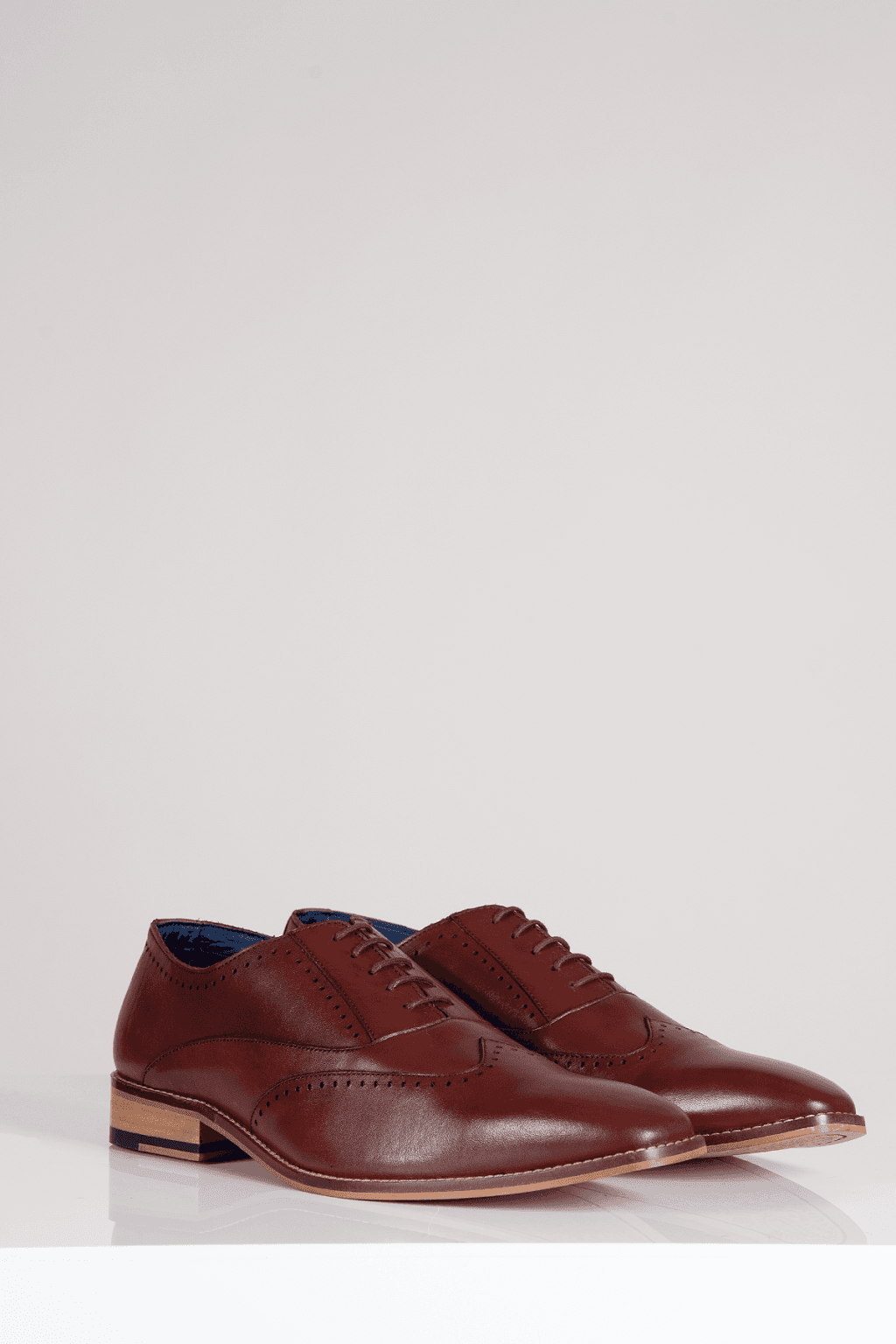 Marc Darcy Carson Wingtip Oxford Brogue Shoes for Men - Classic Bordeaux & Burgundy Leather Dress Shoes for Business, Wedding & Formal Occasions