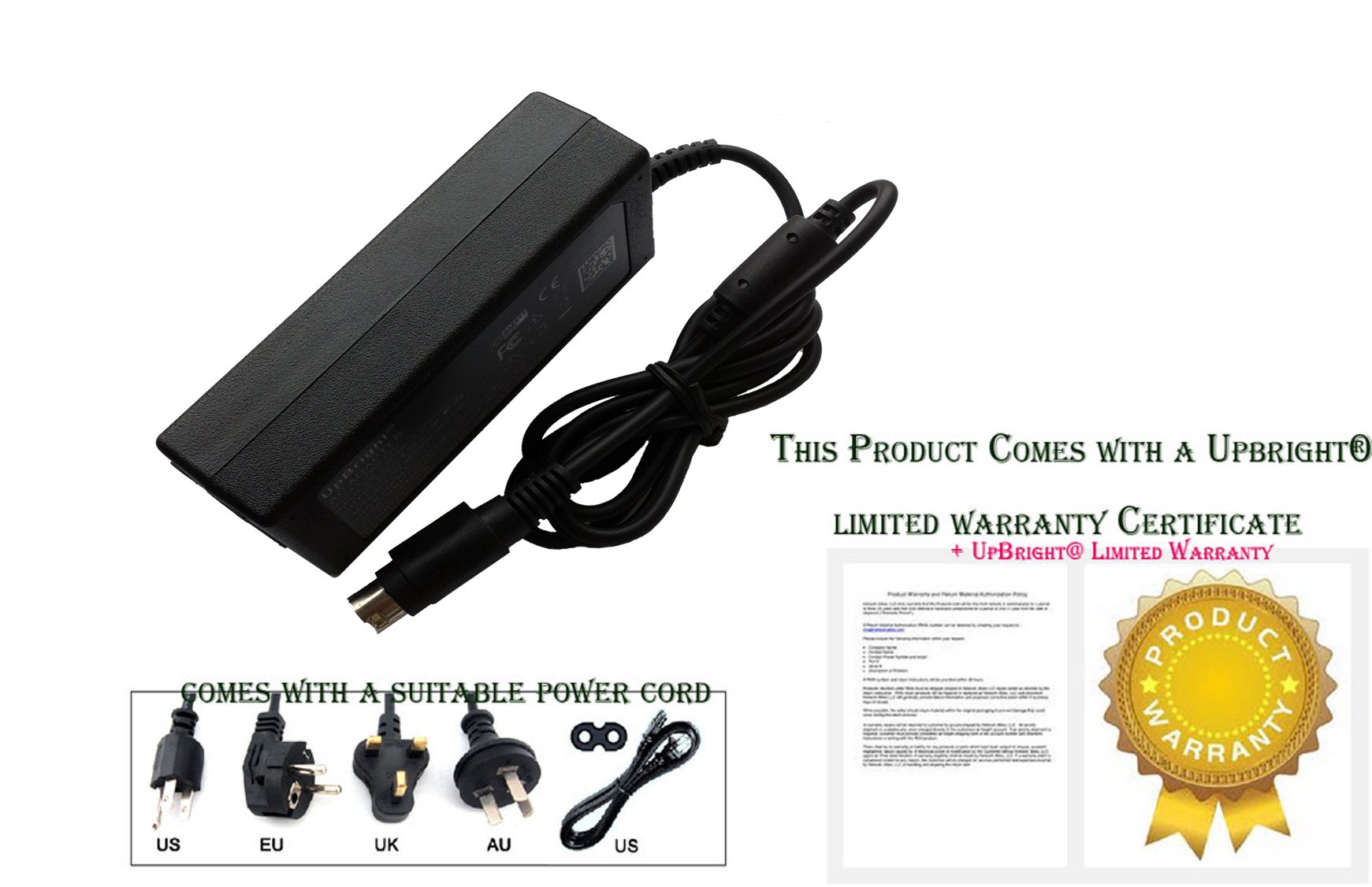 UpBright 4-Pin 12V AC/DC Power Adapter for DW Digital WatchDog VMAX480 DVR - Compatible with DW-VMAX480-16, DW-VMAX480D164T, DW-VMAX480D161T Models - Replacement Power Supply Cord for Security Camera Systems & Digital Video Recorders