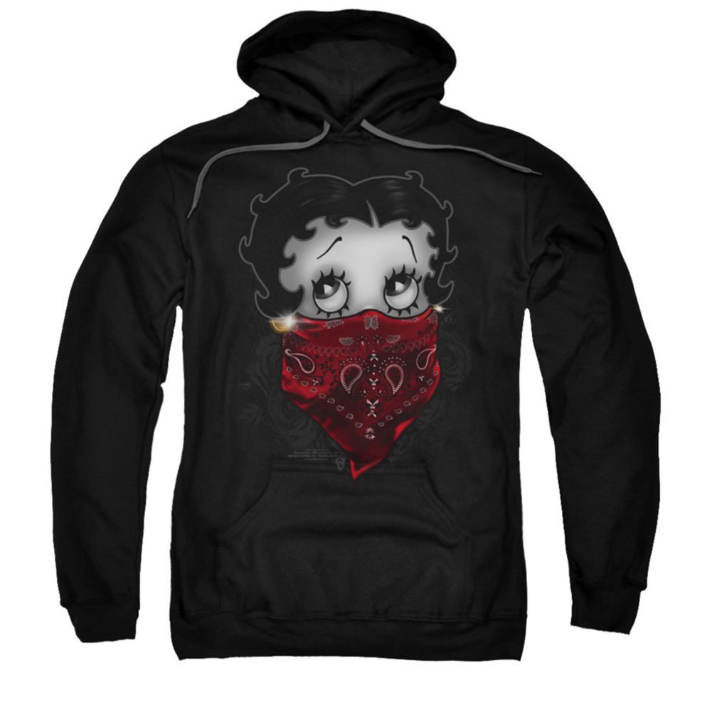 Betty Boop Bandana & Roses Pullover Hoodie for Women - Soft Cotton XL Size Casual Sweatshirt for Lounge Wear, Street Fashion & Everyday Comfort