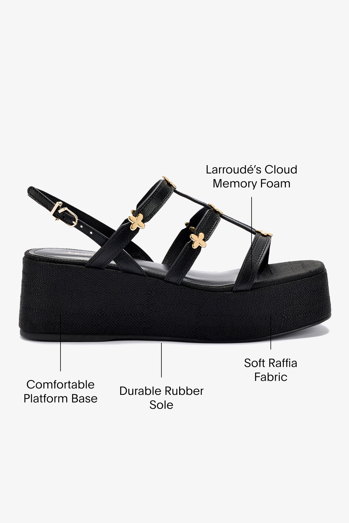Harmony Black Raffia Platform Sandals for Women - Comfortable Summer Beach Walking Shoes for Outdoor Vacations and Casual Outings