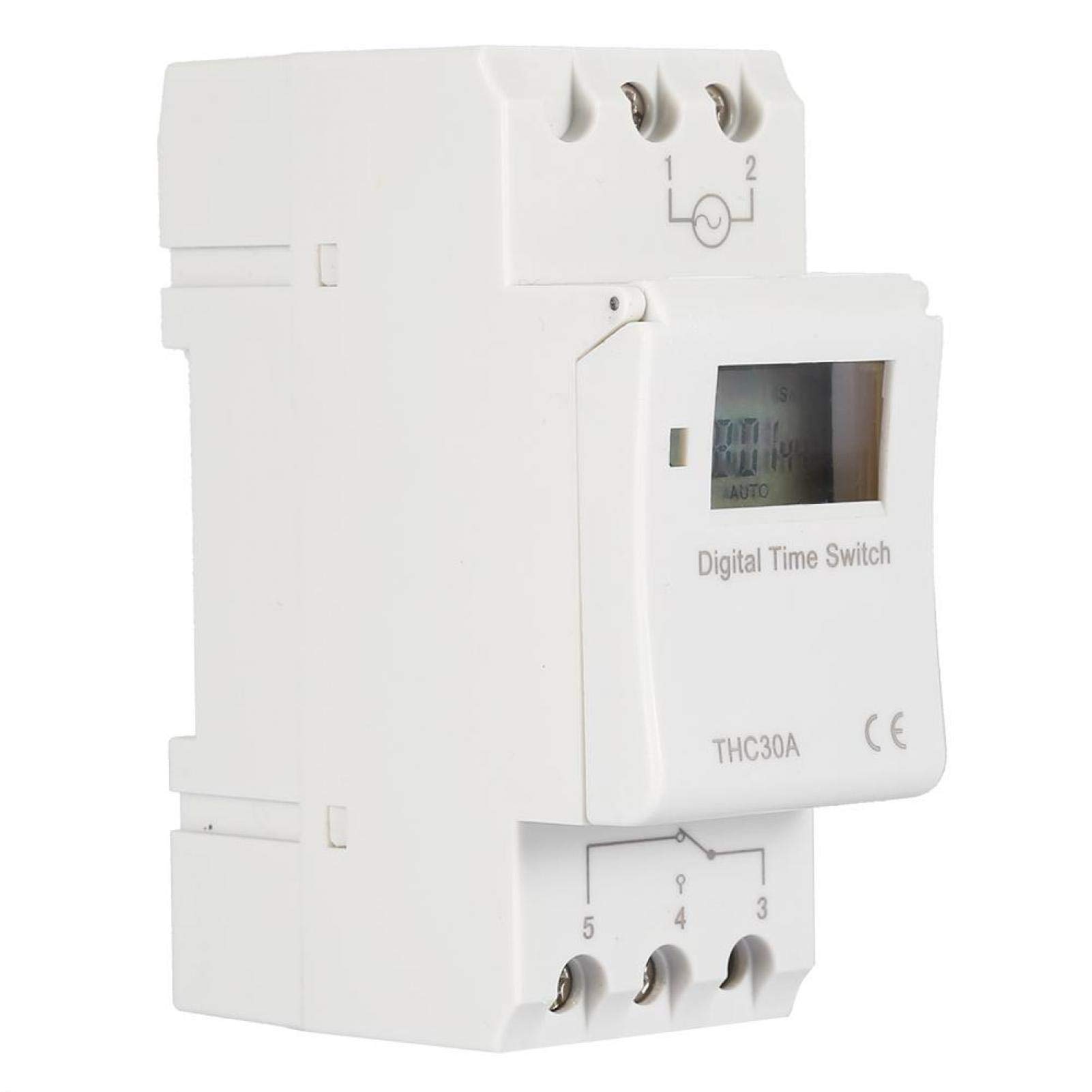YWBL-WH 30A DIN Rail Digital Timer Switch - Programmable LCD Time Relay for 110V Electrical Control | Perfect for Home Automation, Industrial Equipment & HVAC Systems