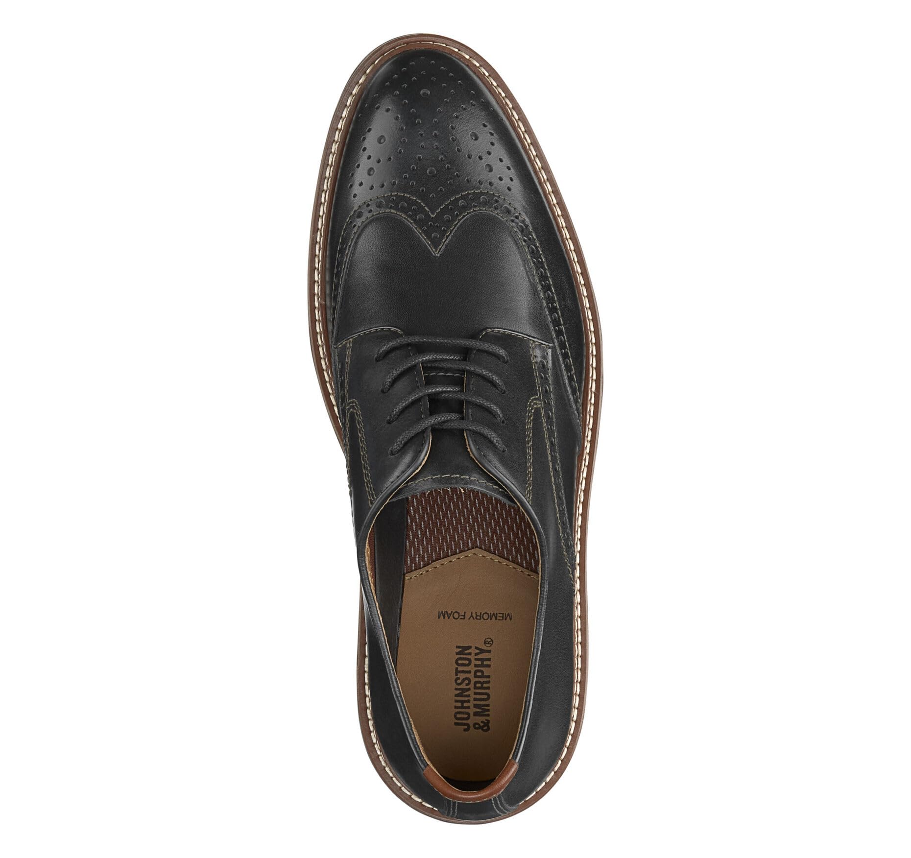 Johnston & Murphy Upton Wingtip Men's Dress Shoes | Comfortable Leather Business Casual Shoes for Work & Office | Perfect for Weddings, Parties & Formal Events