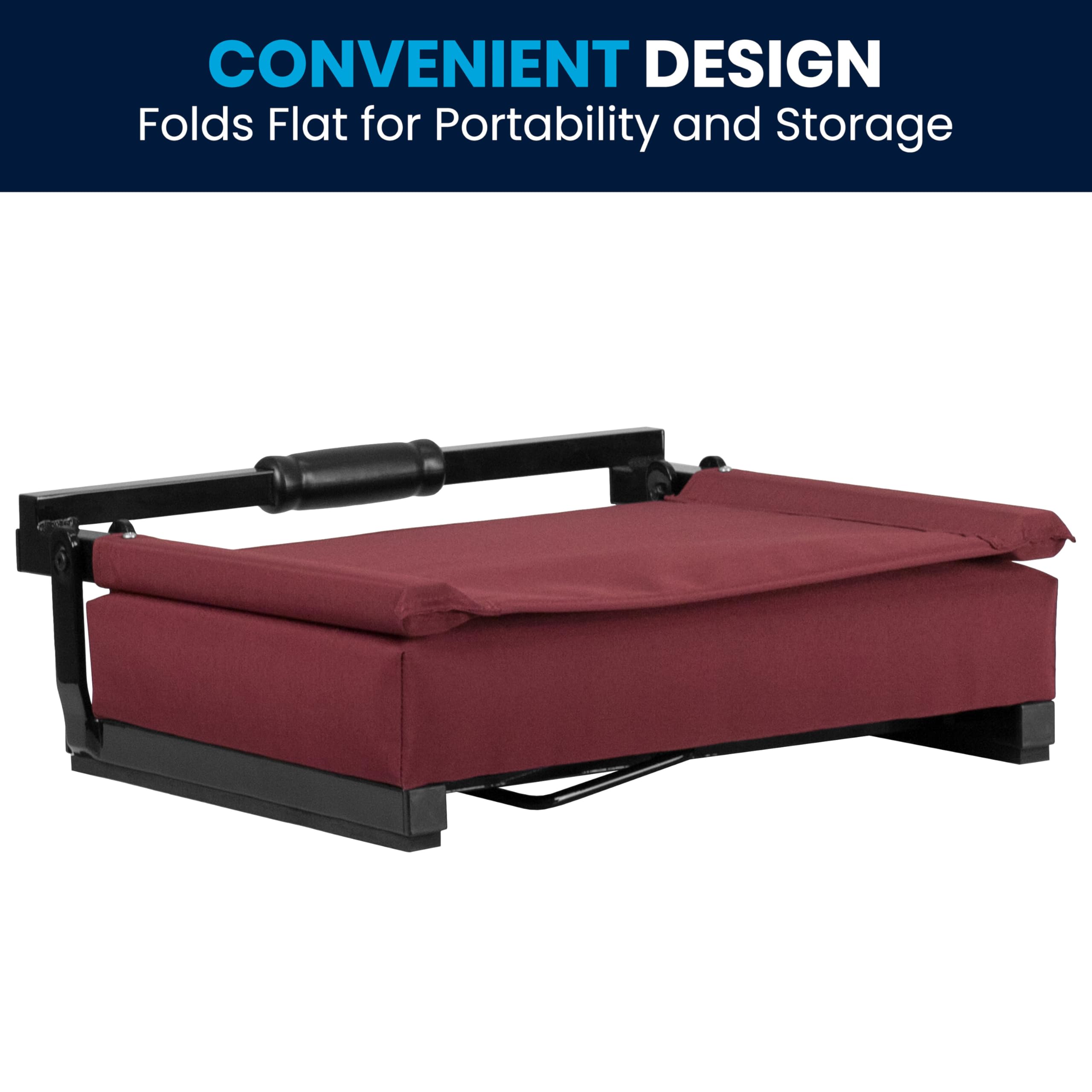 Flash Furniture Grandstand Portable Stadium Seat - Folding Padded Bleacher Chair with Carrying Handle, 500 lb Weight Capacity, Maroon - Perfect for Sporting Events, Concerts & Outdoor Activities