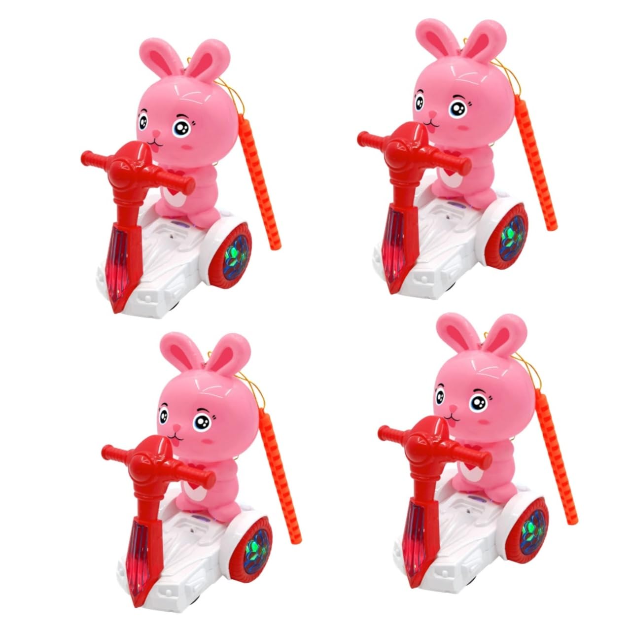 Wakauto 4pcs Rabbit Musical Toys - Interactive Bunny Plush Toys with Acousto-Optic Effects for Kids & Toddlers | Perfect for Easter Gifts, Birthday Presents & Early Learning Playtime