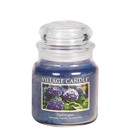 Village Candle Hydrangea Scented Candle - 16 oz Glass Jar, Medium Size | Long-Lasting Fragrance for Home, Office, Bathroom & Relaxation