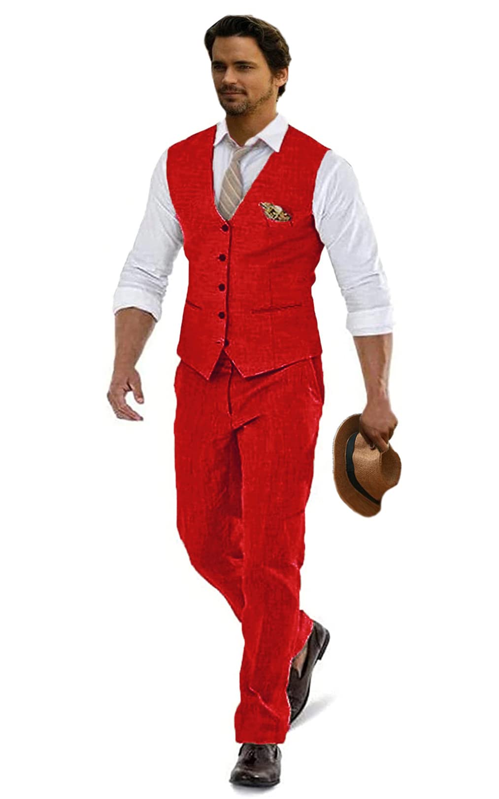 Men's Linen Suit 2-Piece Set - Casual Wedding Suit, Groomsmen Tuxedo & Summer Beach Prom Outfit with Vest & Pants | Perfect for Outdoor Weddings, Beach Parties & Formal Events