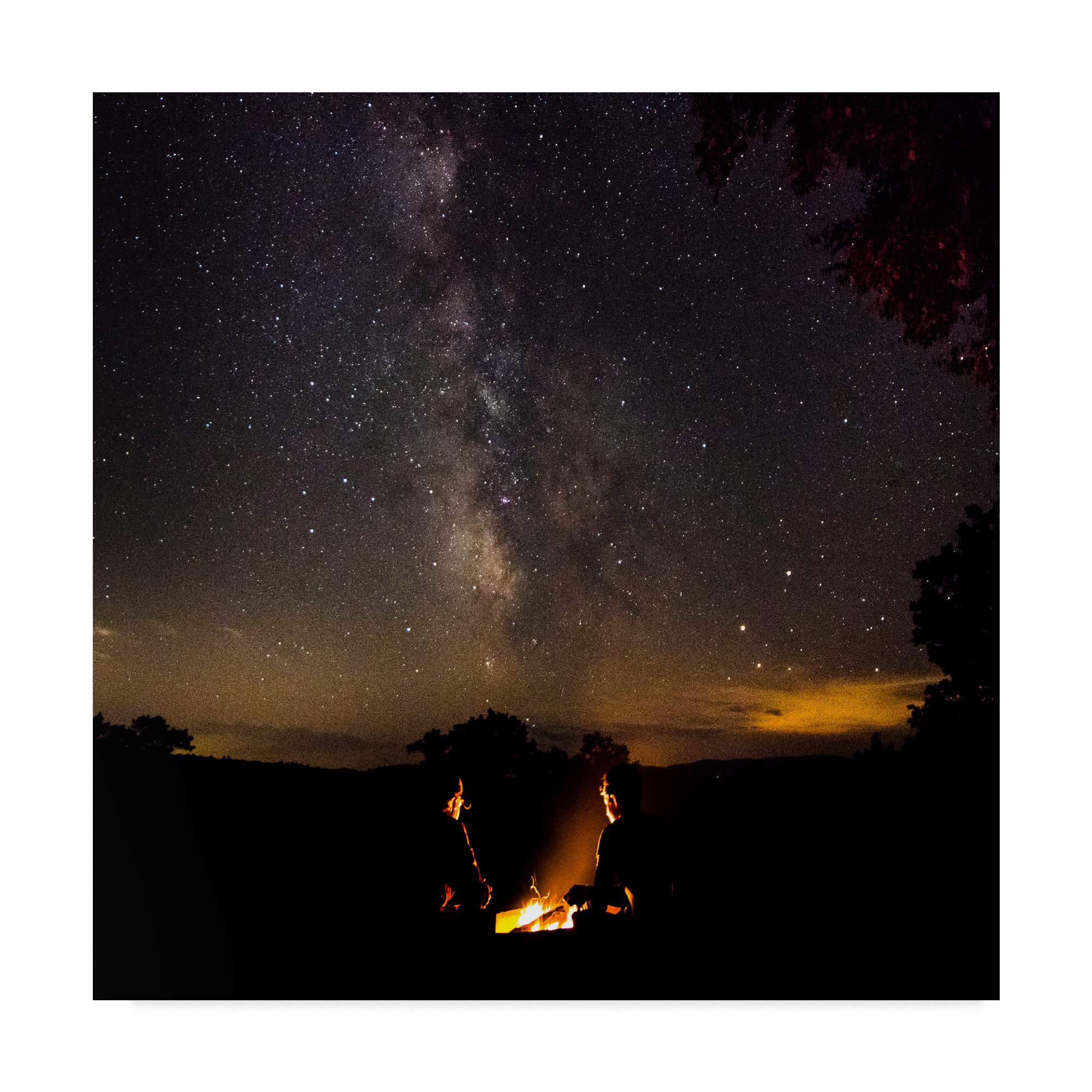 Starlit Firepit Canvas Art Print by Brenda Petrella Photography - Premium Wall Decor for Living Room, Bedroom & Office - Romantic Nightscape Home Decor