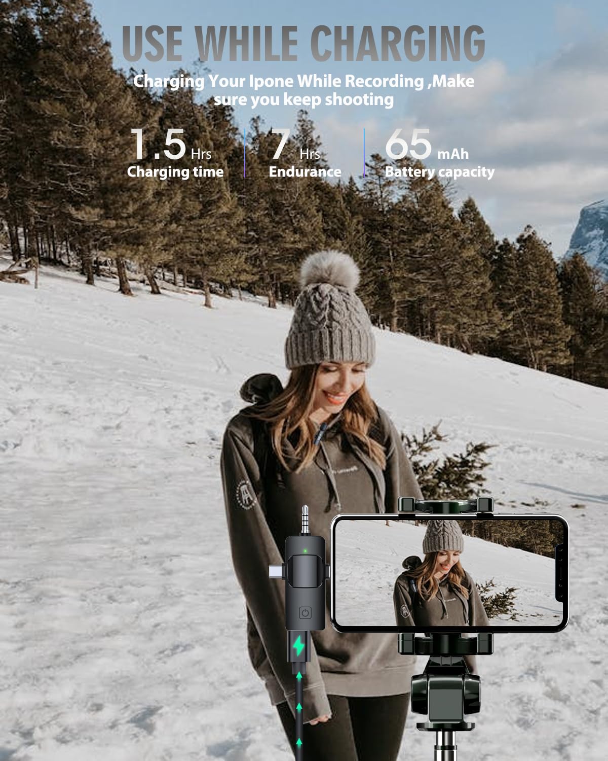 PQRQP 3-in-1 Wireless Microphone System for iPhone & Android - Noise Canceling Lavalier Lapel Mic for Camera, Interviews, YouTube Videos, Podcasts & Vlogging (Perfect for Content Creators, Live Streaming & Professional Recording)