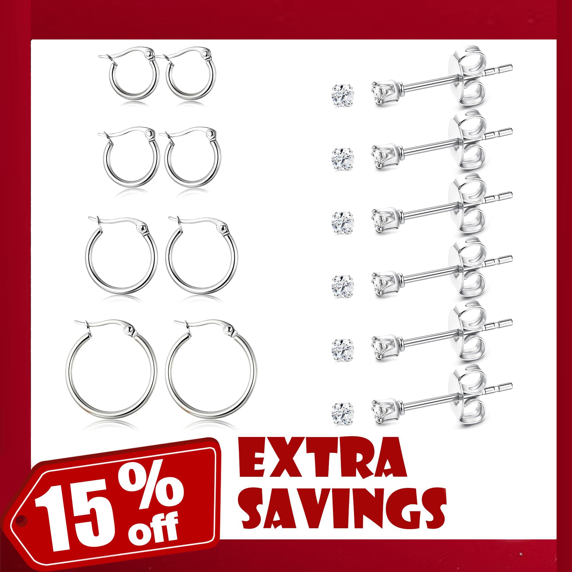 ORAZIO Stainless Steel Huggie Hoop Earrings for Women - Tiny CZ Stud & Cartilage Earrings Set | Hypoallergenic Jewelry for Everyday Wear, Gift for Her, Party & Office Accessories