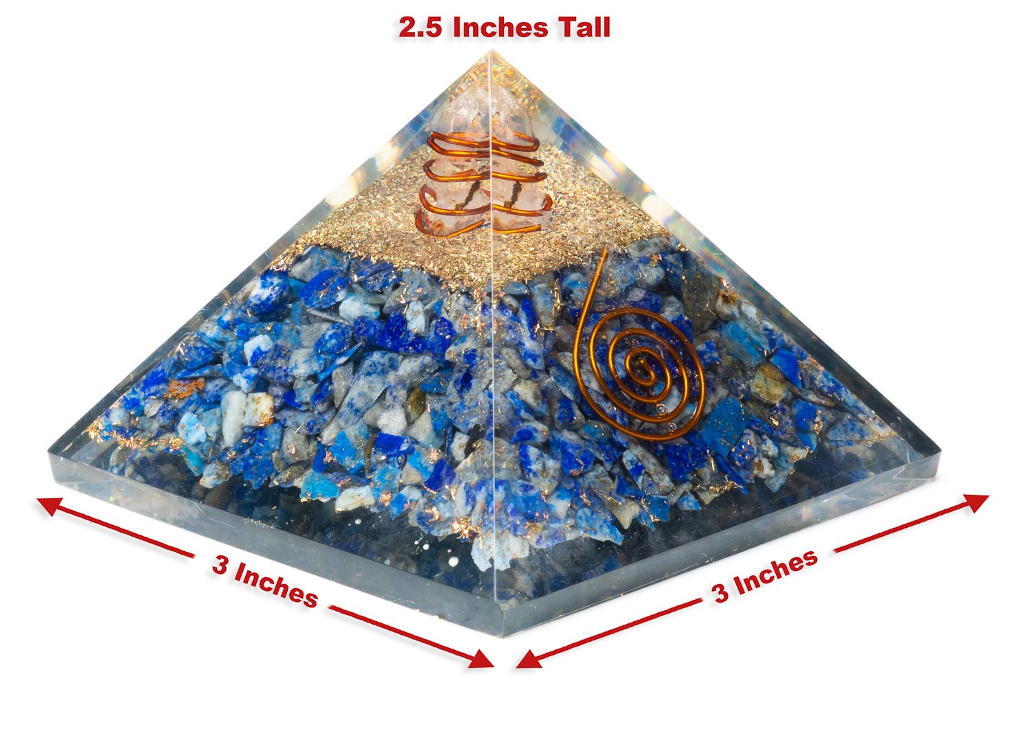 Orgone Pyramid with Lapis & Copper Quartz - Energy Healing & Meditation