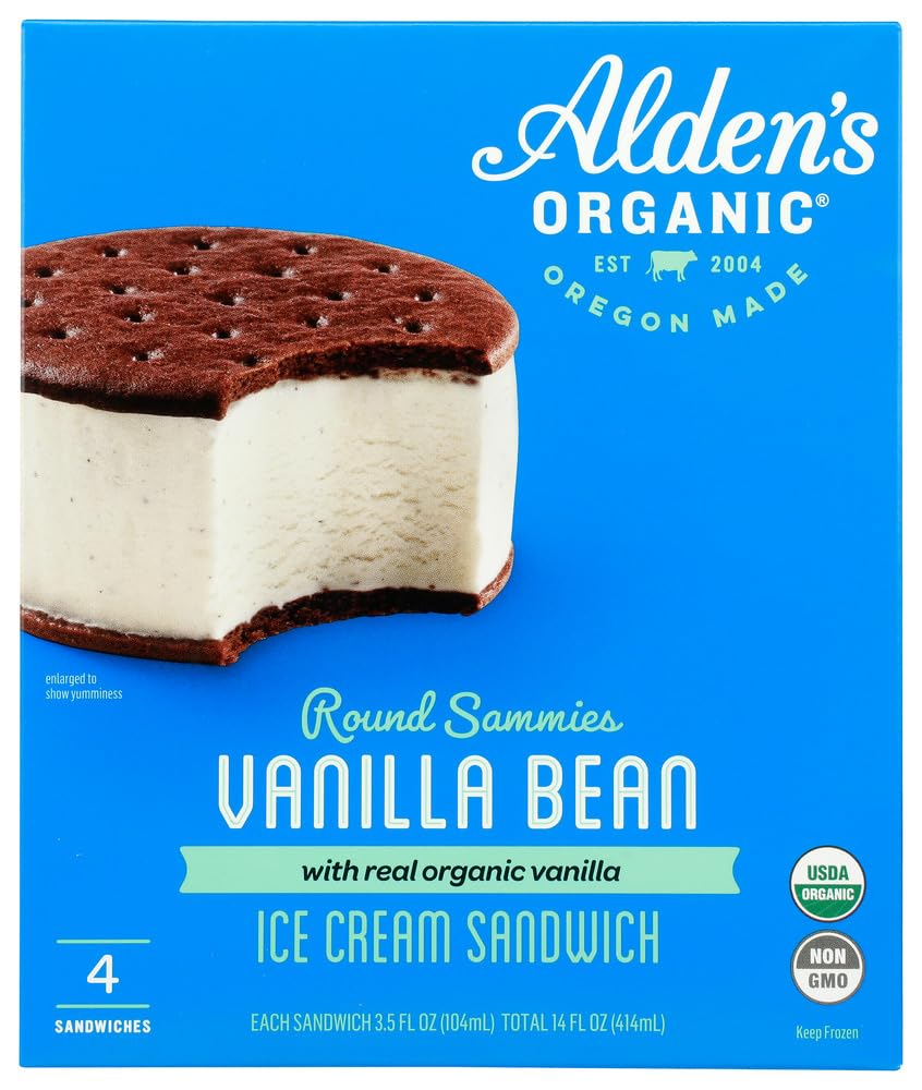 Organic Vanilla Bean Ice Cream Sandwich - 14 fl oz (12 Pack) | Premium Dessert for Parties, Picnics & Summer Treats