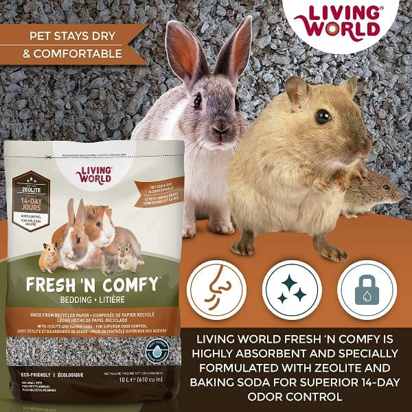 Living World Fresh 'N Comfy Small Animal Bedding - Soft & Absorbent Hamster, Guinea Pig, Rabbit Cage Liner - Natural Tan Color for Cozy Pet Nesting & Play Areas