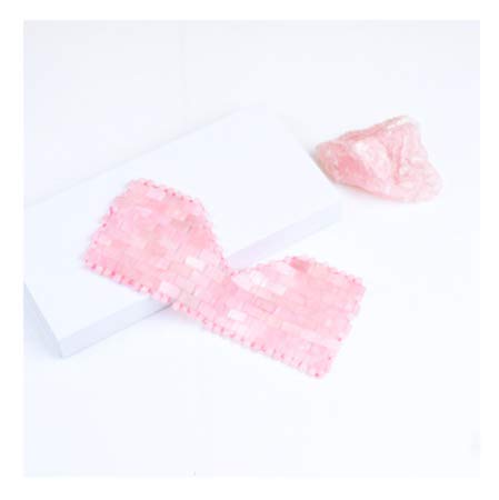 100% Natural Rose Quartz Cooling Eye Mask for Fatigue Relief & Stress Reduction - Beaded Stone Therapy Eye Mask for Relaxation, Sleep & Skincare - Perfect for Spa, Travel & Home Use