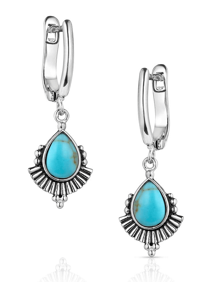 Montana Silversmiths ER5774 Women's Simple Flourish Turquoise Earrings - Sterling Silver Dangle Earrings for Casual & Formal Wear