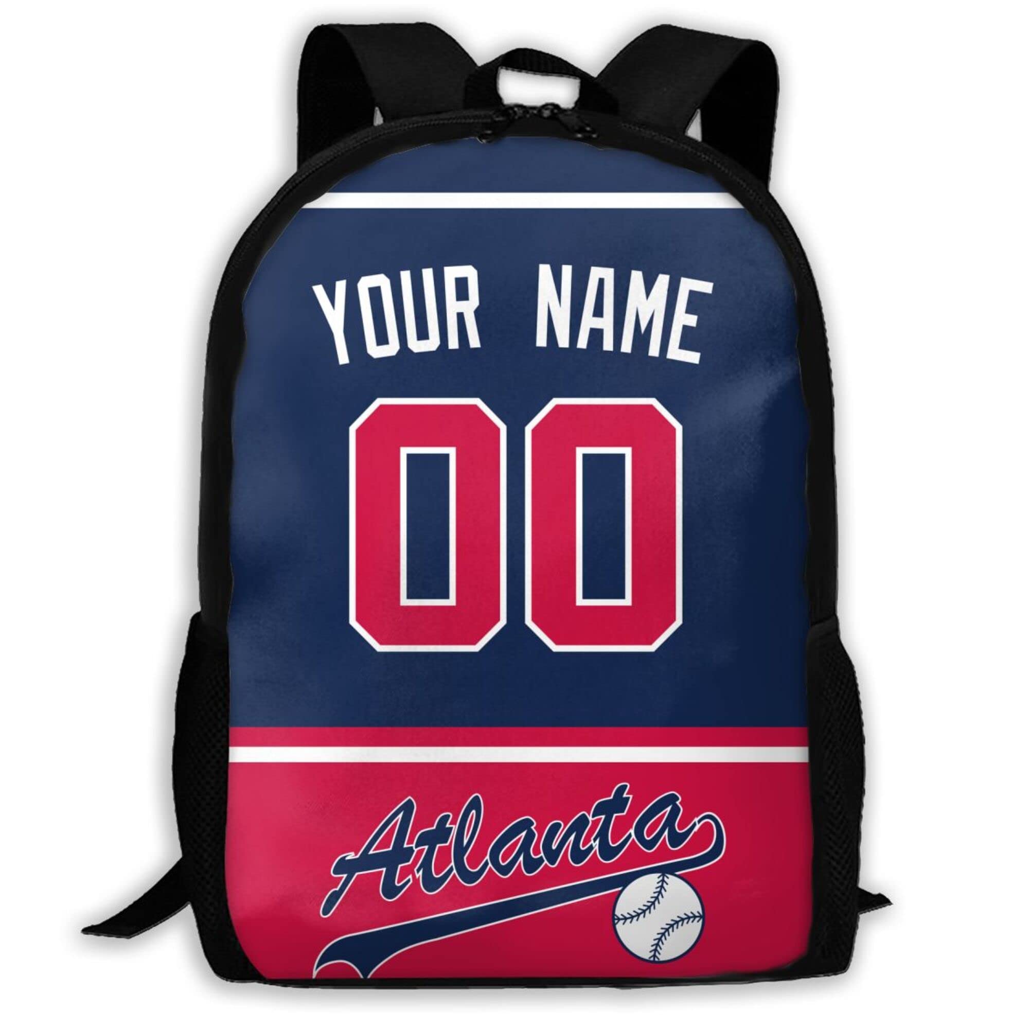 Custom Atlanta Backpack with High Capacity - Personalized Name & Number Gift for Kids, Men & Fans - Perfect for School, Travel & Sports Events