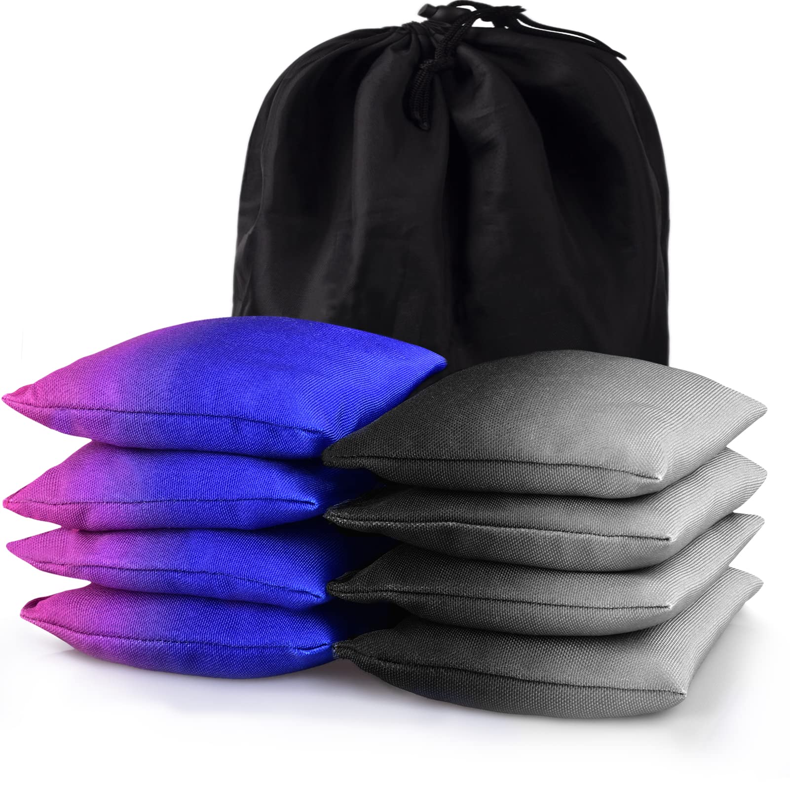 YAADUO Set of 8 Regulation Cornhole Bags - Premium Duck Cloth Double Stitched Bean Bags for Outdoor Tossing Games, Includes Convenient Tote Bag for Backyard Parties, Tailgating & Picnics