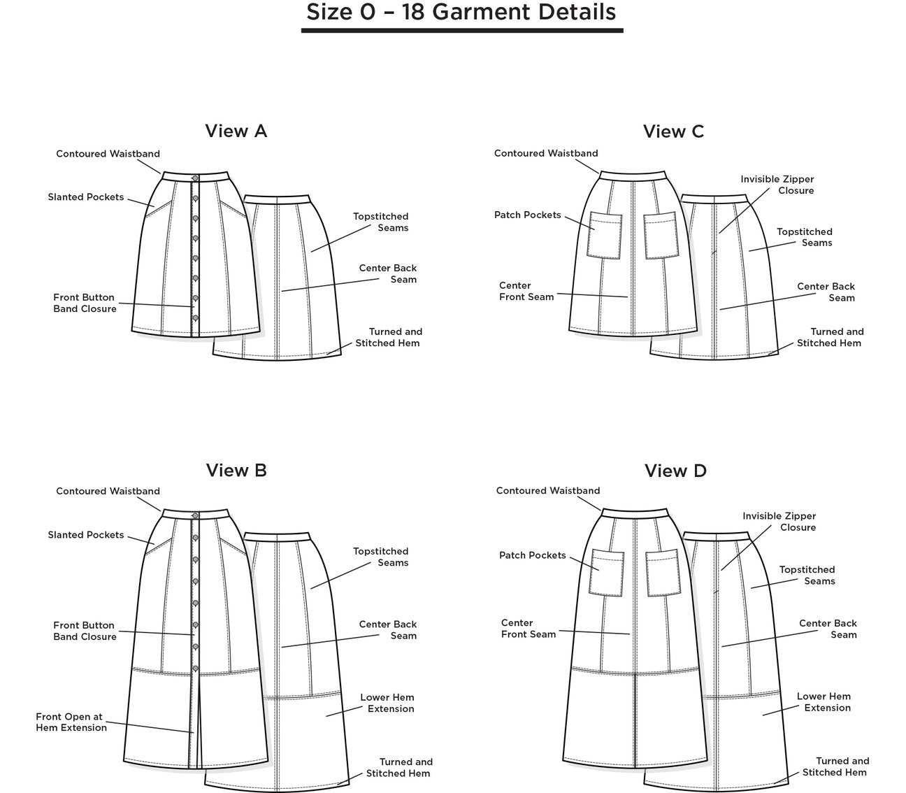 Grainline Studio Reed Skirt - Women's A-Line Skirt Size 0-18 | Flattering Fit for Work, Date Night & Casual Outings