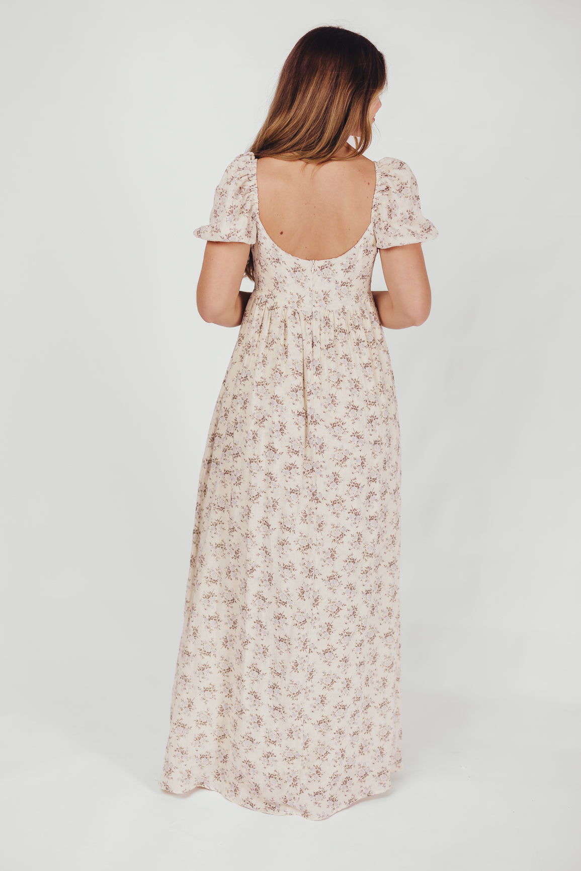 Haven 100% Cotton Tie Front Maxi Dress - Blue & Brown Floral Print | Bump Friendly Maternity Dress | Perfect for Beach, Vacation & Summer Outfits