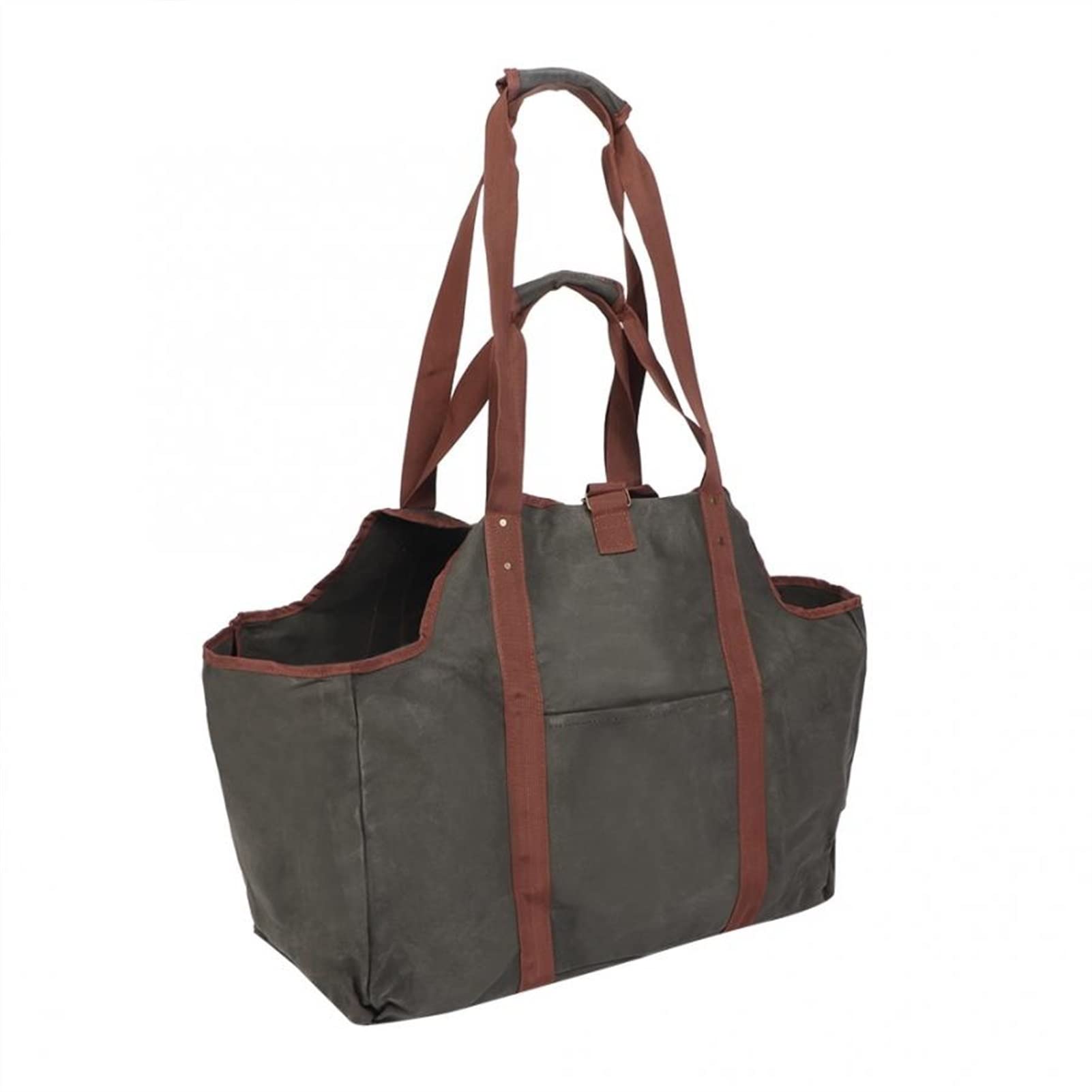 Premium Waxed Canvas Firewood Carrier - Large Thickened Portable Log Tote Bag for Camping, Hiking & Outdoor Firewood Storage (Gray) - Perfect for Backyard BBQs, Fire Pits & Wood Stove Use