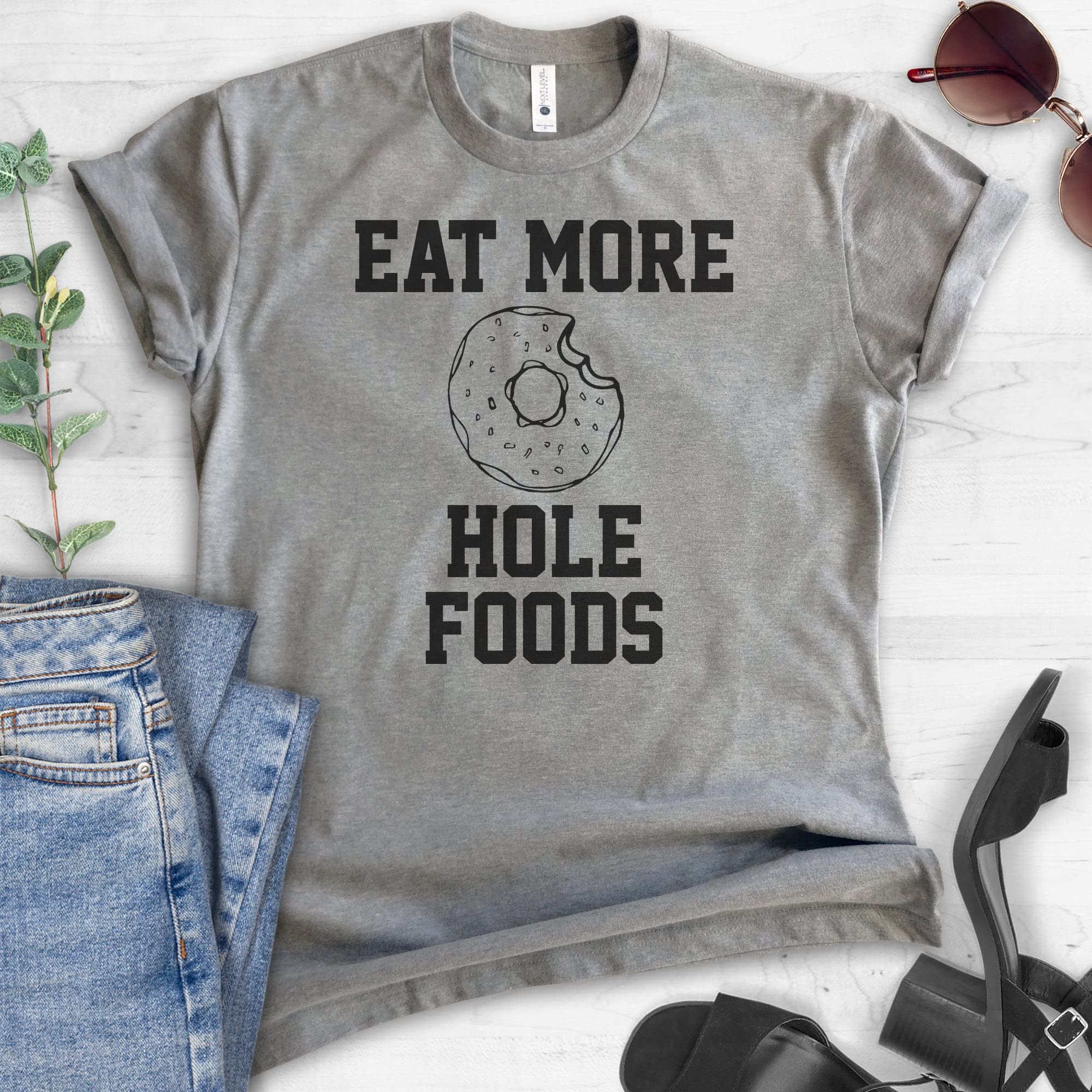 Eat More Hole Foods T-Shirt - Funny Donut & Pastry Pun Graphic Tee for Men & Women - Perfect for Bakeries, Cafes & Dessert Lovers