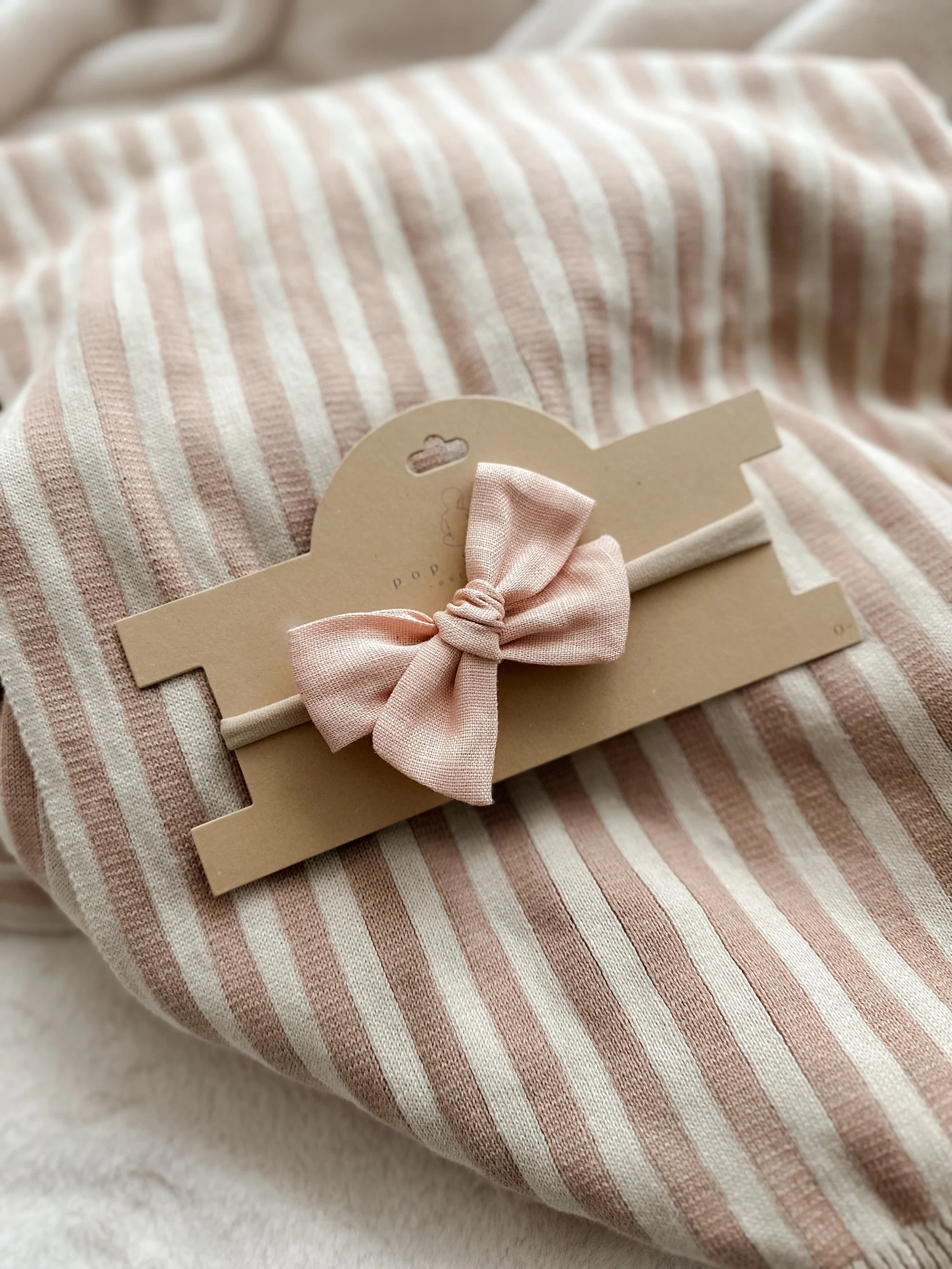 Pop Ya Tot Bow Headband for Baby Girls - Soft Blush Pink Hair Accessory for Newborns, Infants & Toddlers - Perfect for Photos, Parties & Everyday Wear