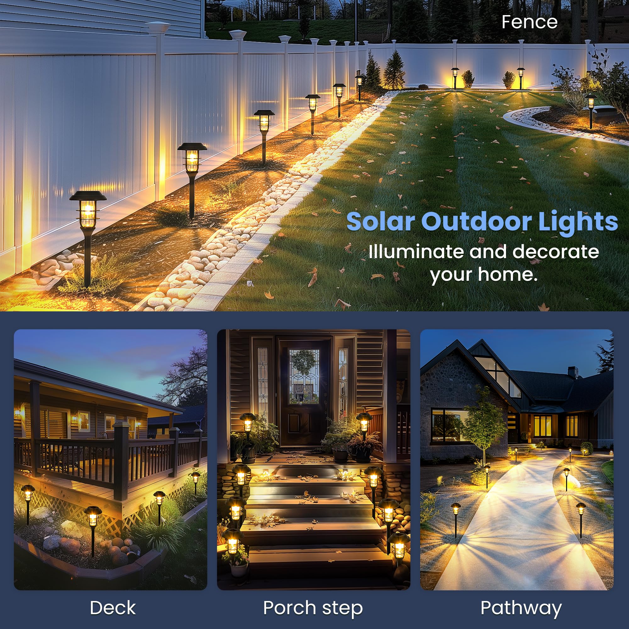 GIGALUMI 6 Pack Solar Pathway Lights Outdoor Waterproof - Bright Solar Garden Lights for Yard, Walkway, Driveway - Solar Powered Landscape Lighting for Garden, Patio, Lawn Decoration (Ideal for Outdoor Evening Ambiance)