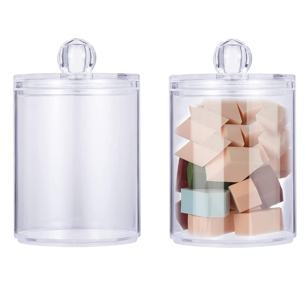 MULINHAI Acrylic Makeup Organizer Box Set - 3 Piece Cotton Swab Dispenser with Lid for Cosmetics, Jewelry & Accessories | Perfect for Vanity, Travel & Salon Storage