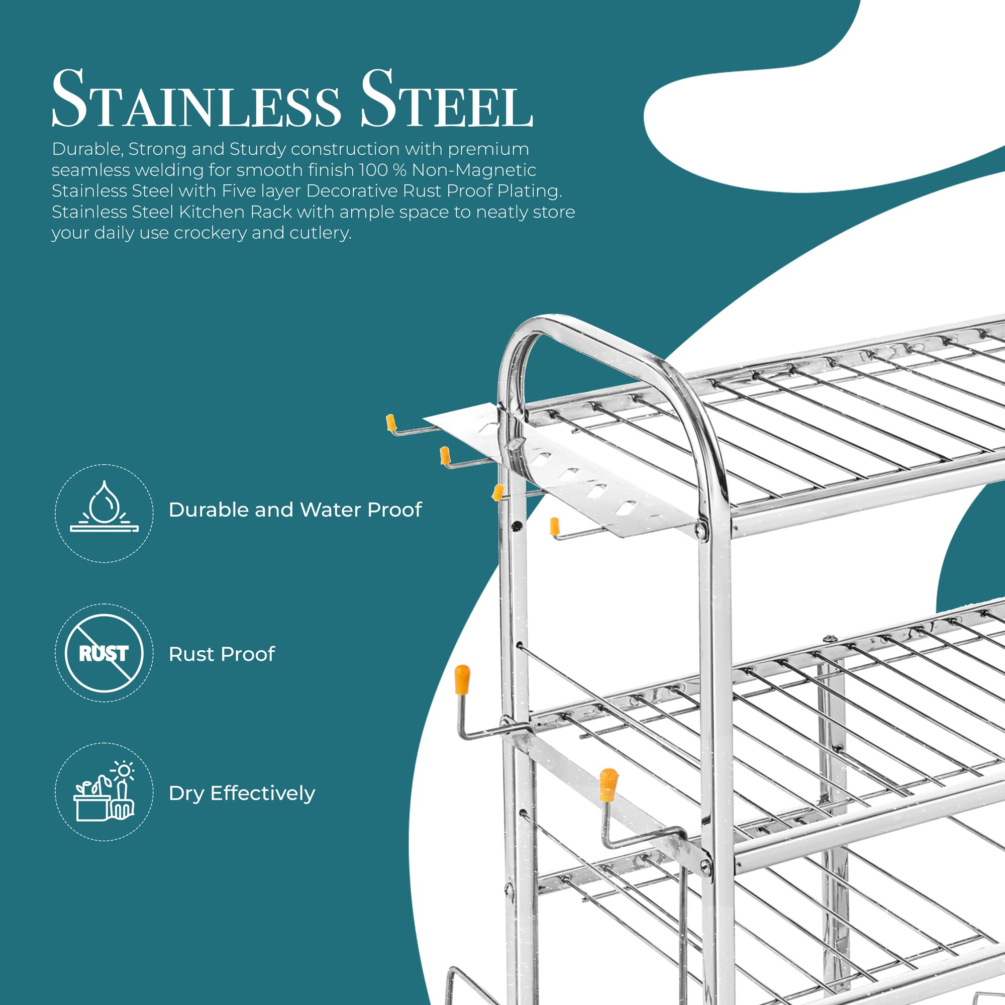 Stainless Steel Wall Mount Kitchen Dish Rack - 24x18x10 Inches Space Saving Utensil Holder with Plate & Cutlery Stand | Perfect for Small Kitchens, Apartments & RVs | Durable Dish Drying Rack for Countertop Organization (LVNLVNLVN CK 1)