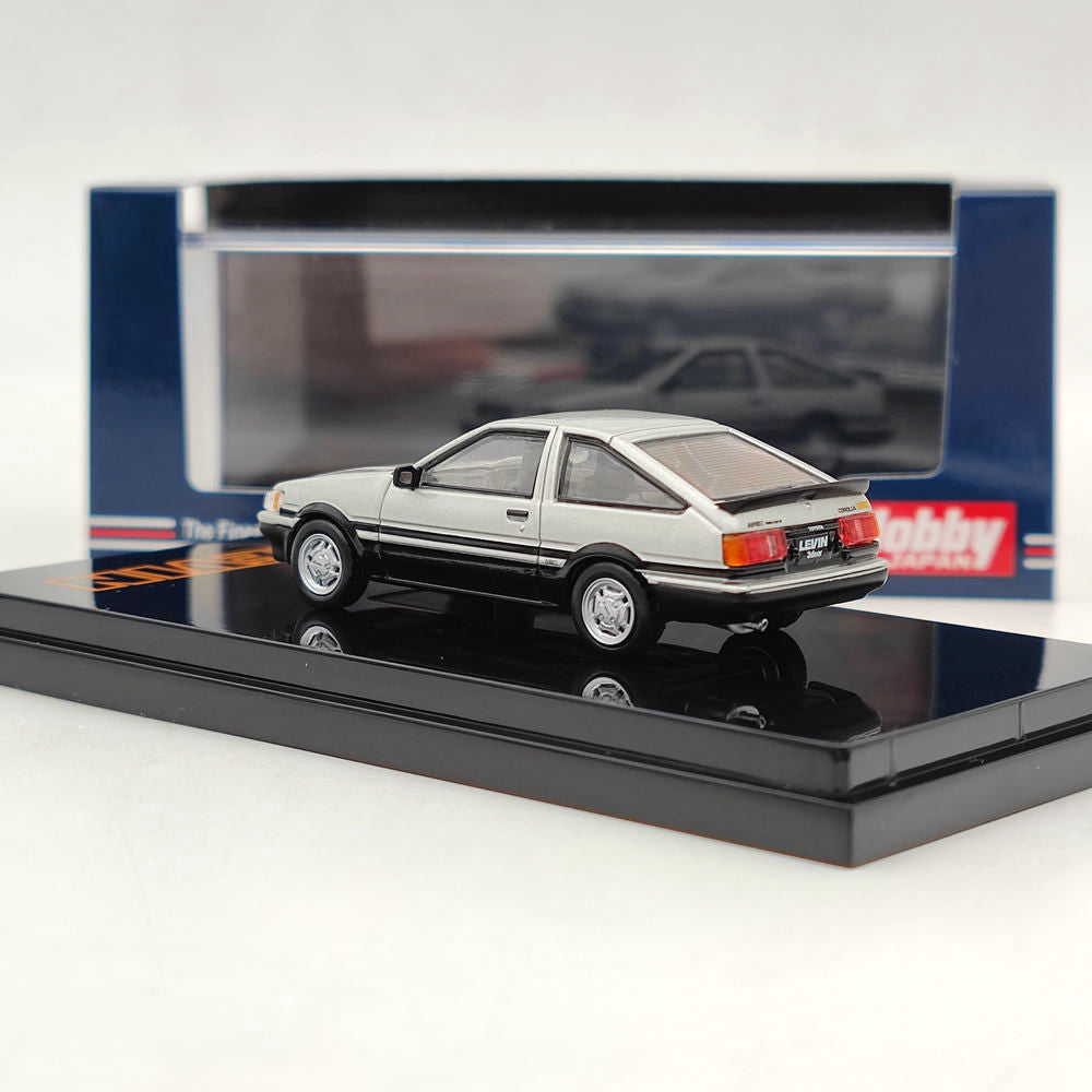 1/64 Scale Toyota Corolla Levin AE86 3-Door GT Apex 1983 Silver Diecast Model Car - Limited Edition Collectible Toy for Adults, Hobby Japan HJ641037ASK - Perfect for Display, Racing Enthusiasts & Anime Fans (Initial D Inspired)