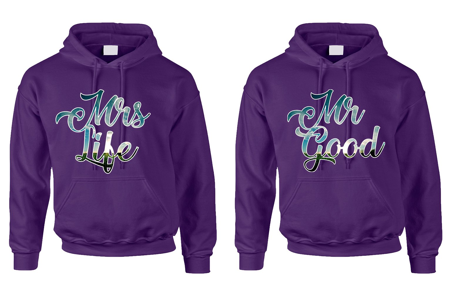 ALLNTRENDS Matching Couple Hoodies - Mr Good Mrs Life Cute Valentine's Day Sweatshirts for Couples, Best Gifts for Anniversaries & Romantic Dates