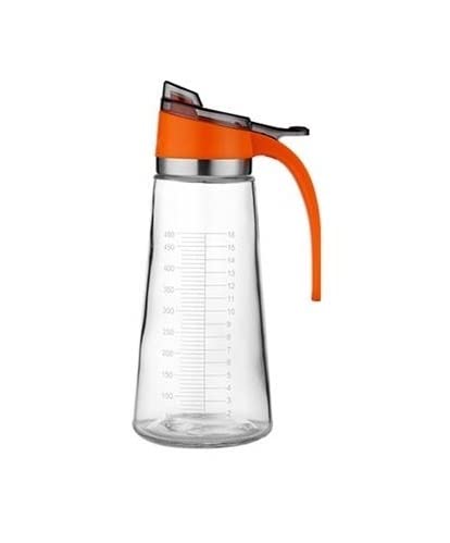 Premium 500ml Glass Olive Oil Dispenser Bottle - Reinforced Kitchen Oil & Vinegar Container, Soy Sauce Bottle with Drip-Free Spout - Perfect for Cooking, Salad Dressing & Gourmet Meal Prep (Orange)
