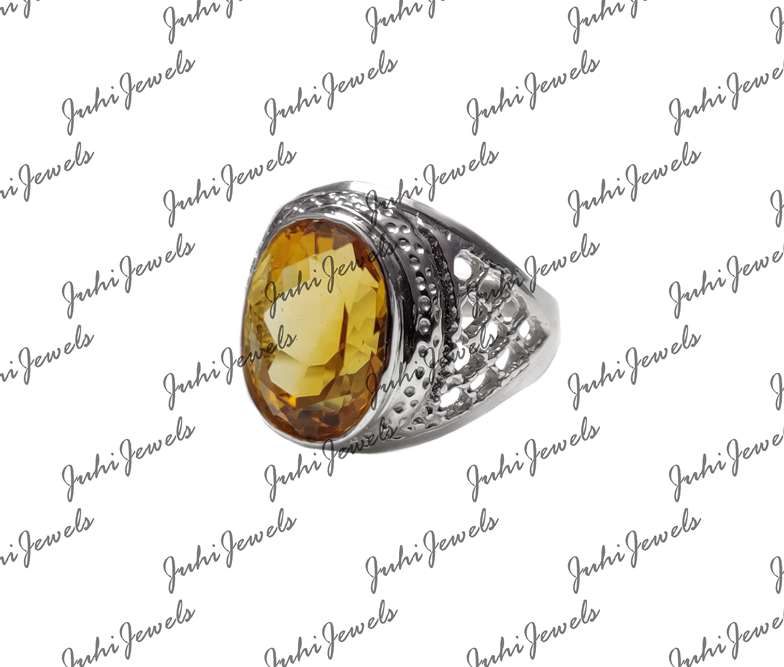Natural Citrine Ring - 925 Sterling Silver Statement Ring with Large Citrine Gemstone | Boho & Engagement Jewelry for Women | Perfect for Weddings, Parties & Everyday Wear