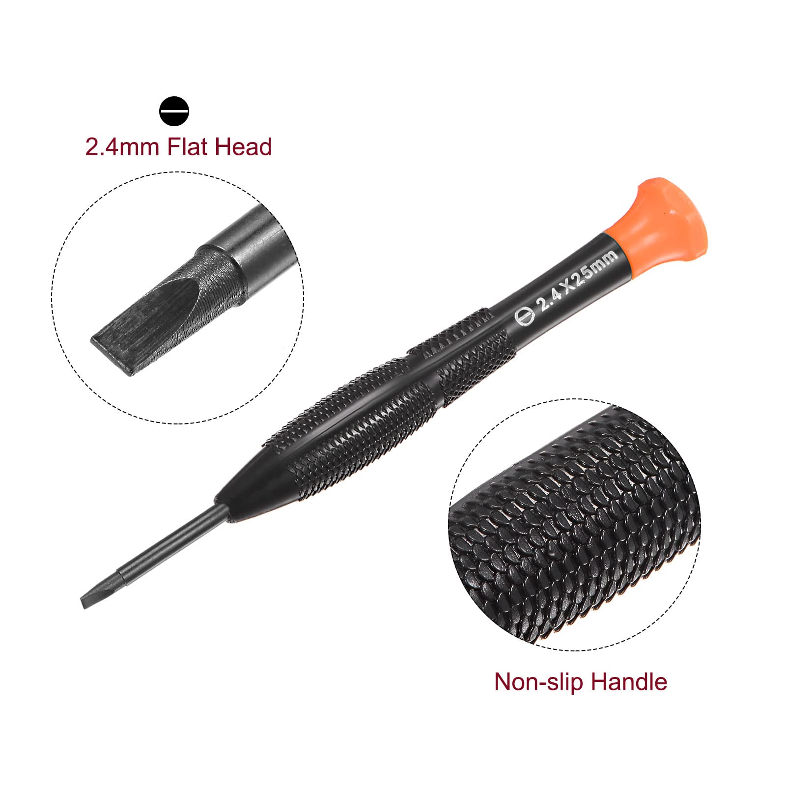 HARFINGTON 2-Piece Precision Slotted Screwdriver Set - 2.4mm Flat Head with Swivel Lid & Non-Slip Plastic Handle - Ideal for Phone, Watch, Eyeglass & Electronics Repair - Perfect for DIY Projects & Small Device Maintenance