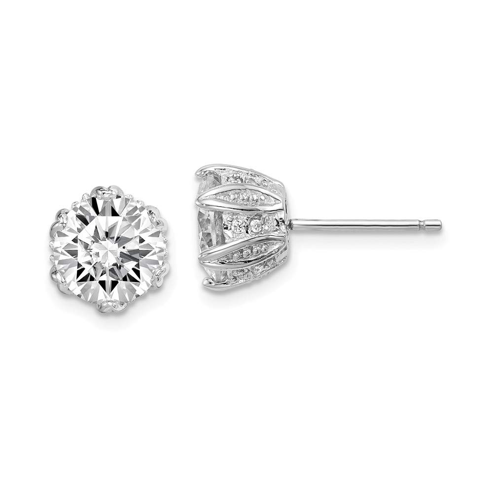 Sterling Silver Rhodium-Plated Cubic Zirconia Stud Earrings for Women - Hypoallergenic & Durable for Everyday Wear, Parties & Gifts