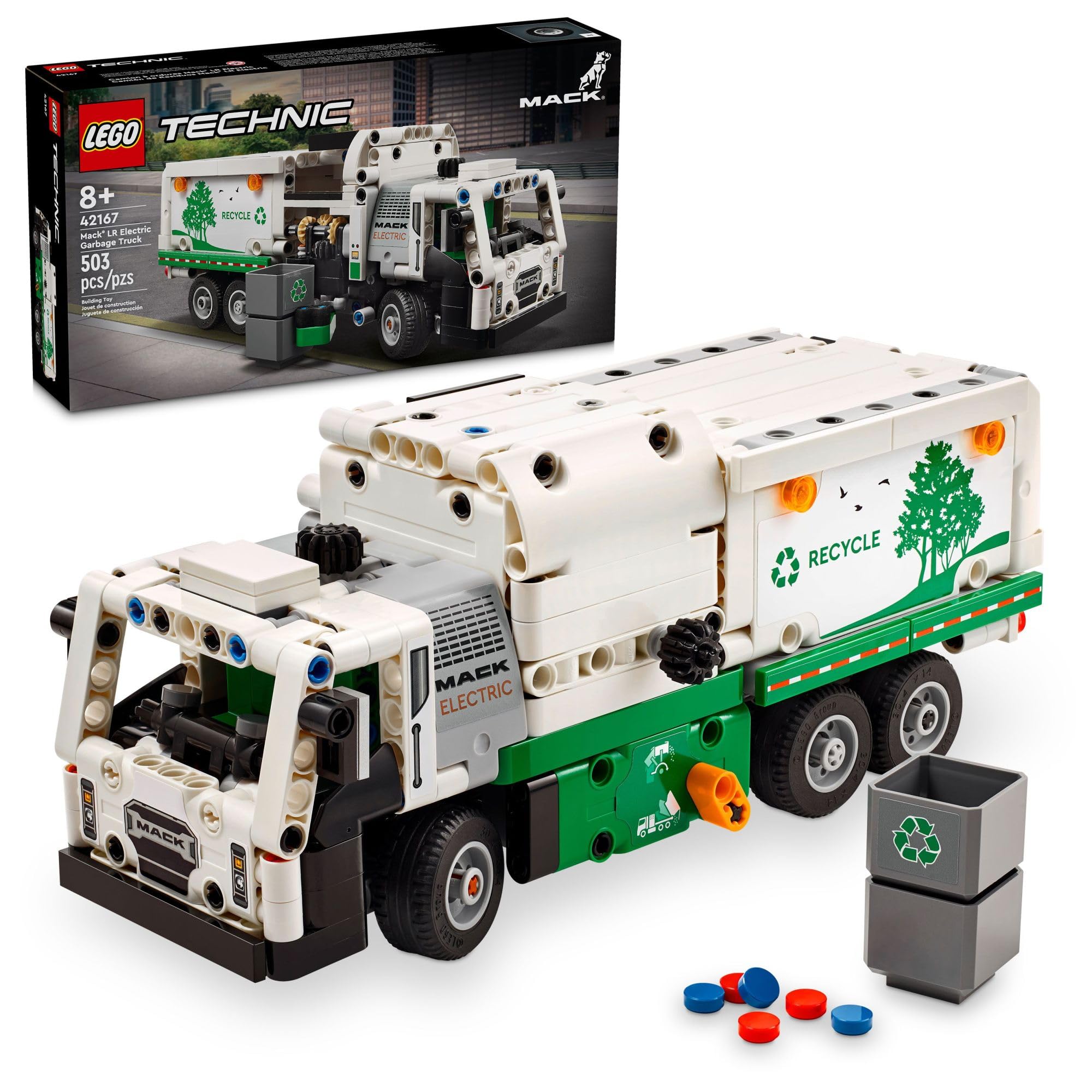 LEGO Technic Mack LR Electric Garbage Truck Toy Building Set - STEM Educational Construction Kit for Kids Ages 8+ | Realistic Recycling Truck Model with Working Features | Perfect Gift for Boys & Girls Who Love Vehicles & Pretend Play | Great for Birthday, Christmas & STEM Learning Activities