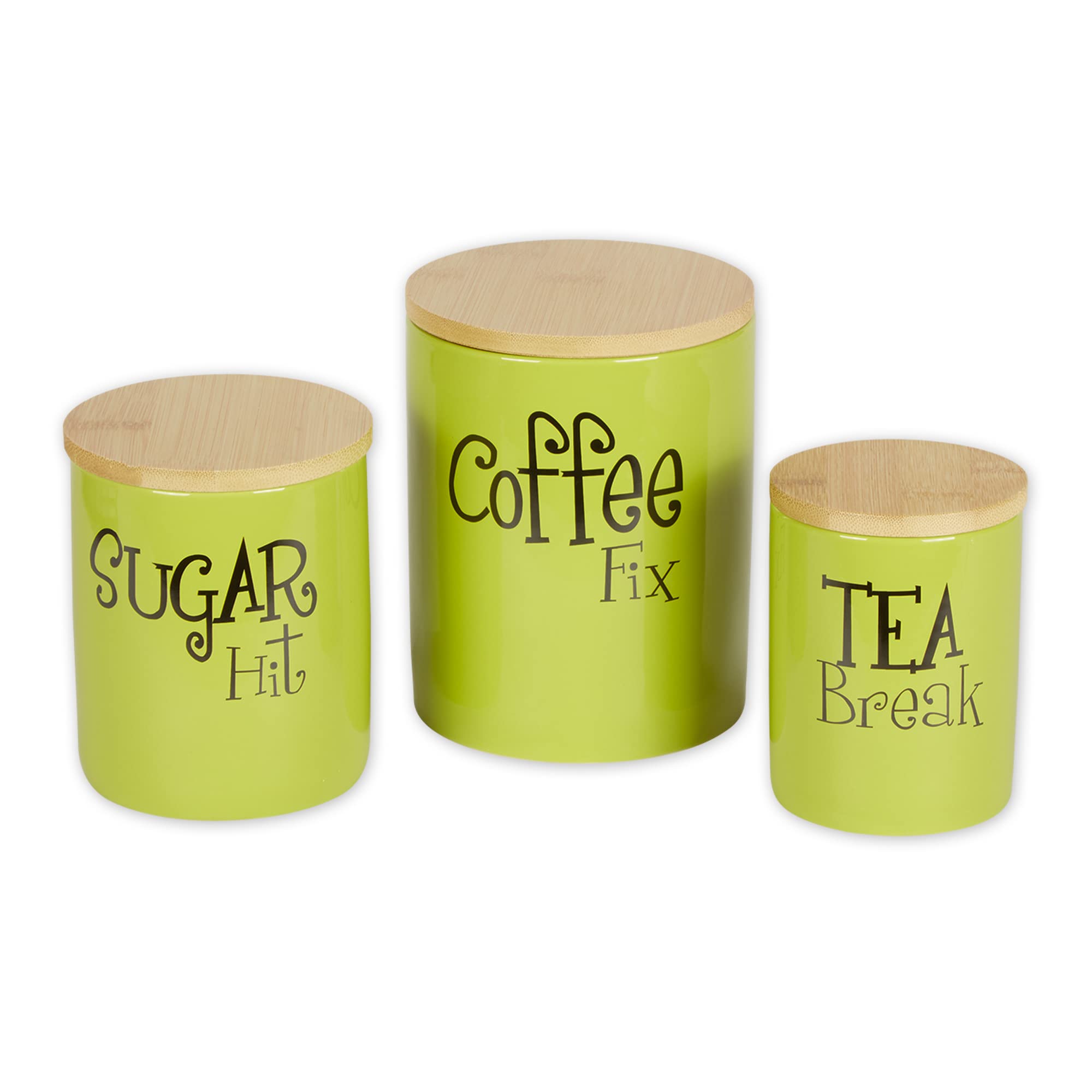 Retro Ceramic Canister Set - 3-Piece Avocado Kitchen Storage Containers for Flour, Sugar & Coffee | DII Vintage Kitchen Accessories