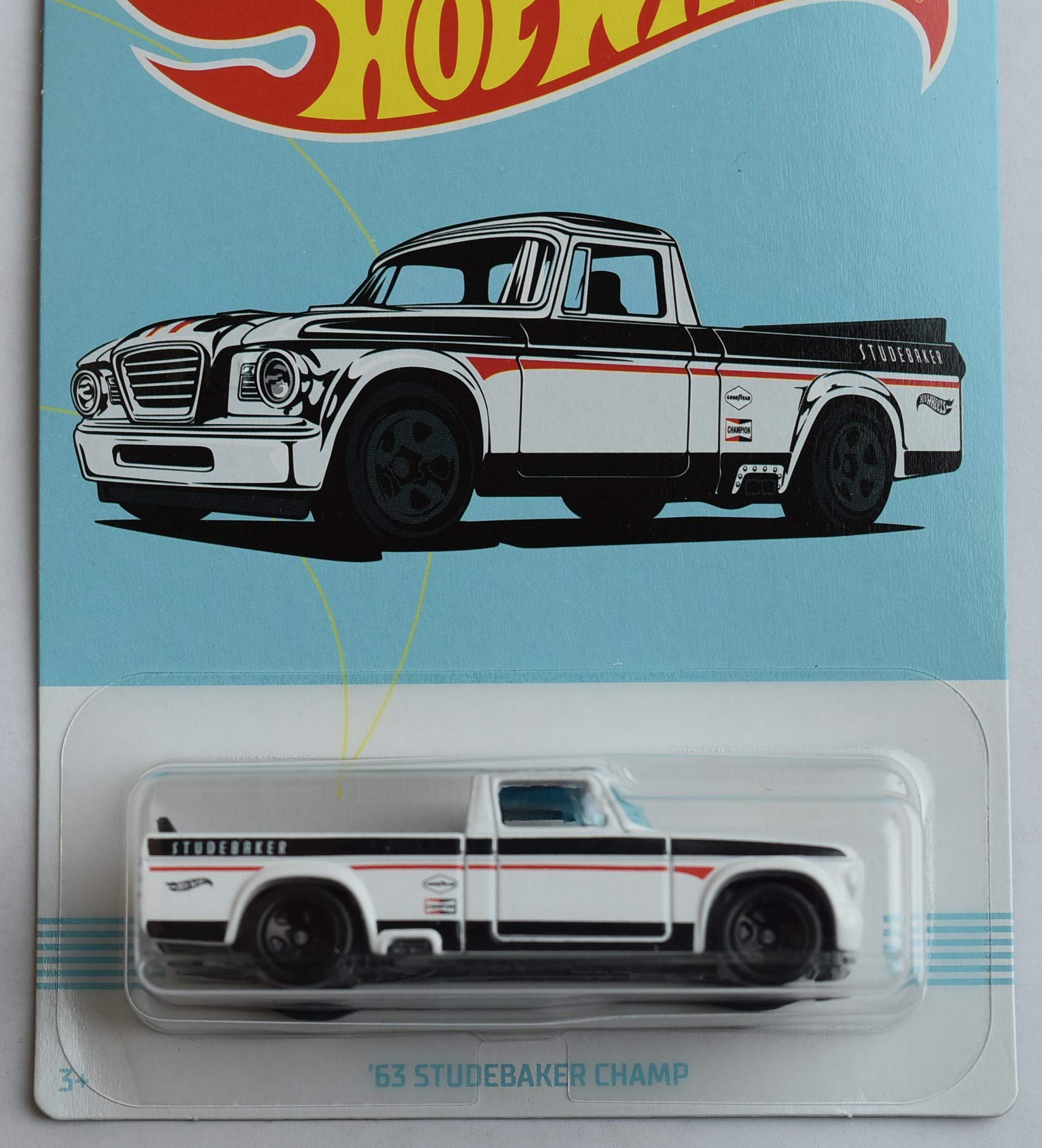 Hot Wheels 1:64 Scale Die-Cast Car - White/Black 1963 Studebaker Champ Collectible Toy Vehicle | Perfect for Kids Play, Car Collectors & Display Shelf Decoration